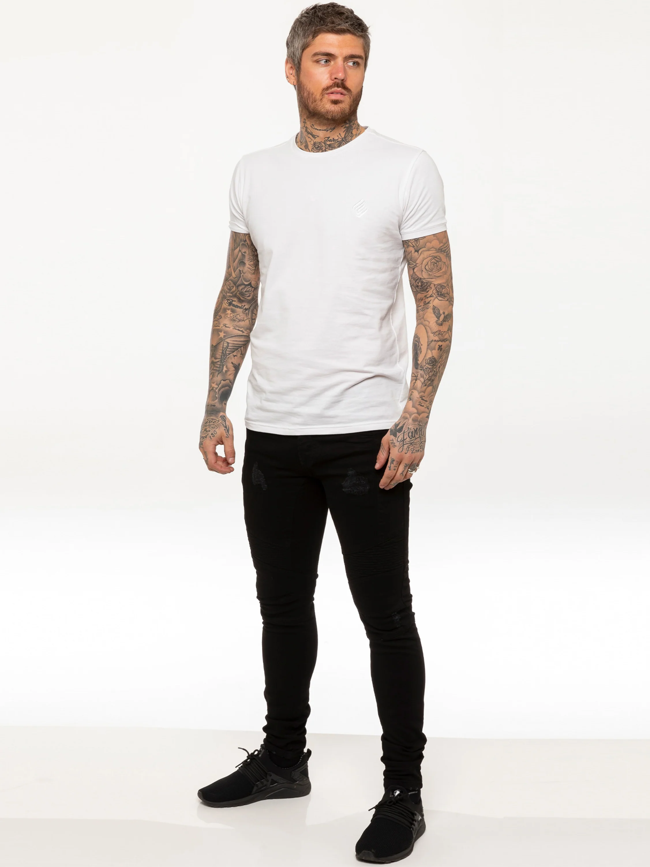 Mens Super Skinny Stretch Biker Denim Jeans | Enzo Designer Menswear - Image 4