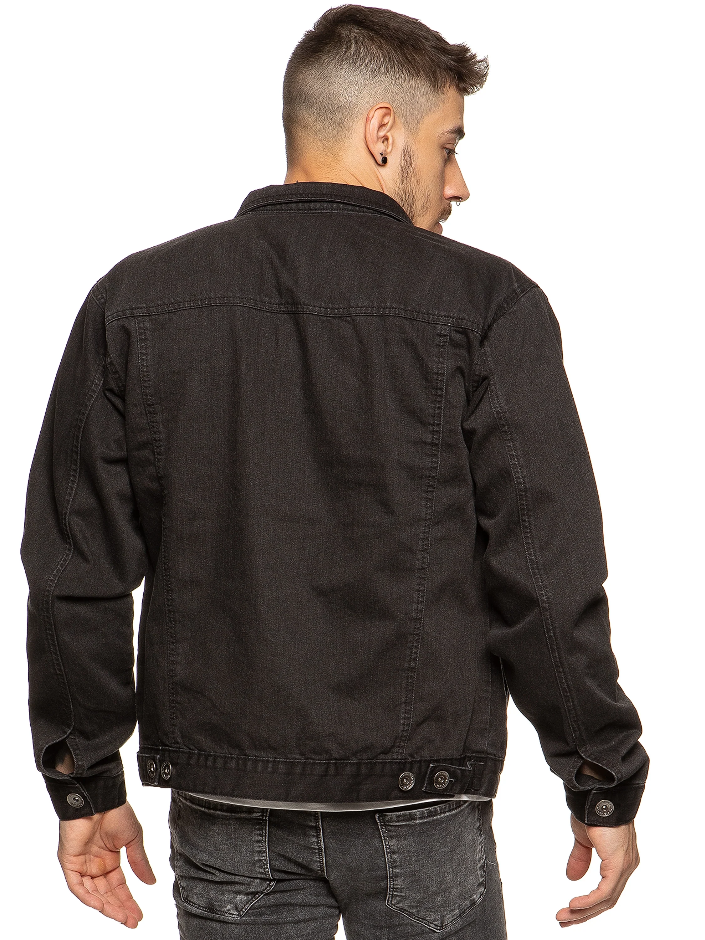 Mens Enzo Denim Designer Jacket - Black | Enzo Designer Menswear - Image 2