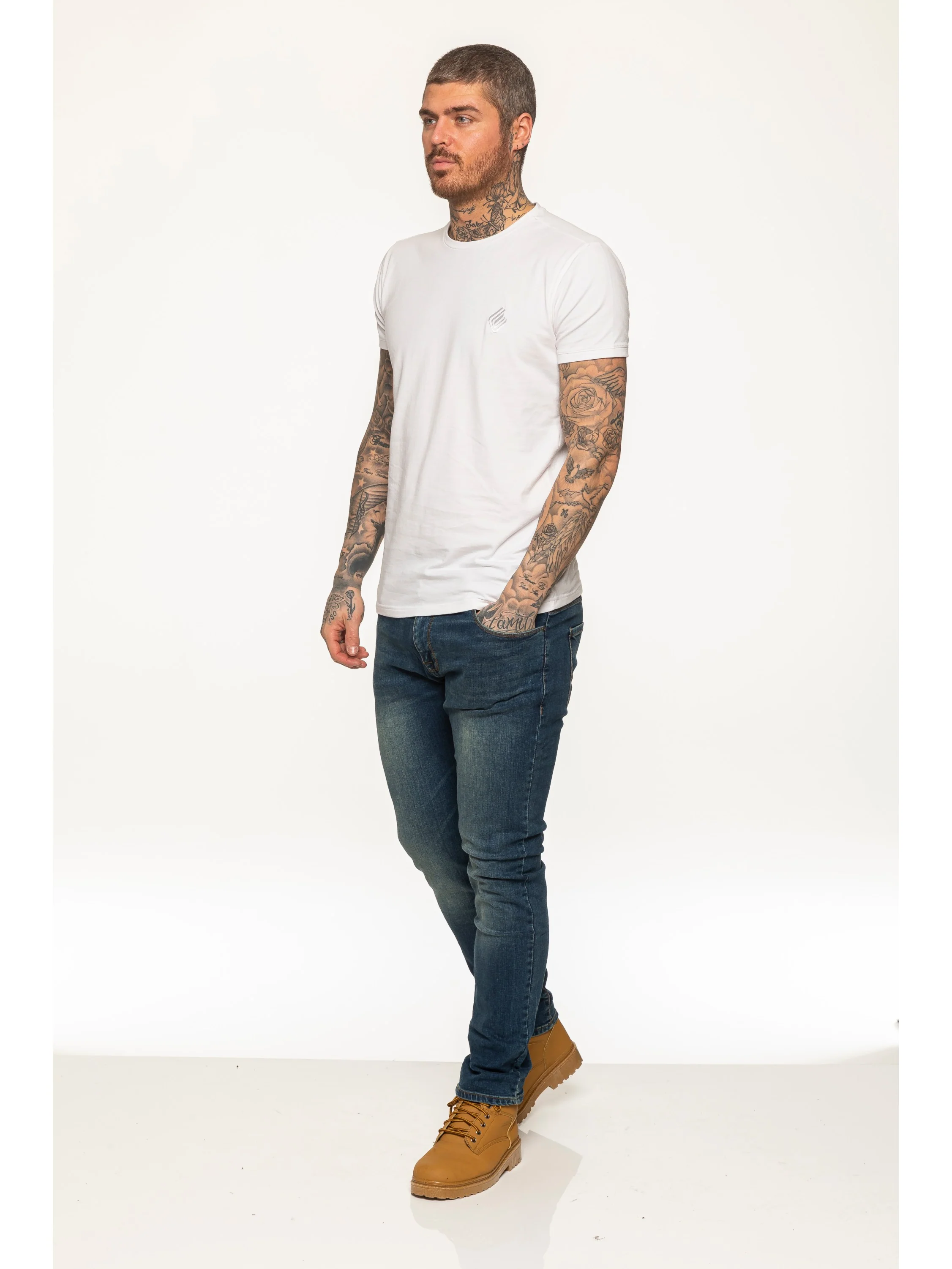 Mens Skinny Stretch Stonewash Denim Jeans | Enzo Designer Menswear - Image 12