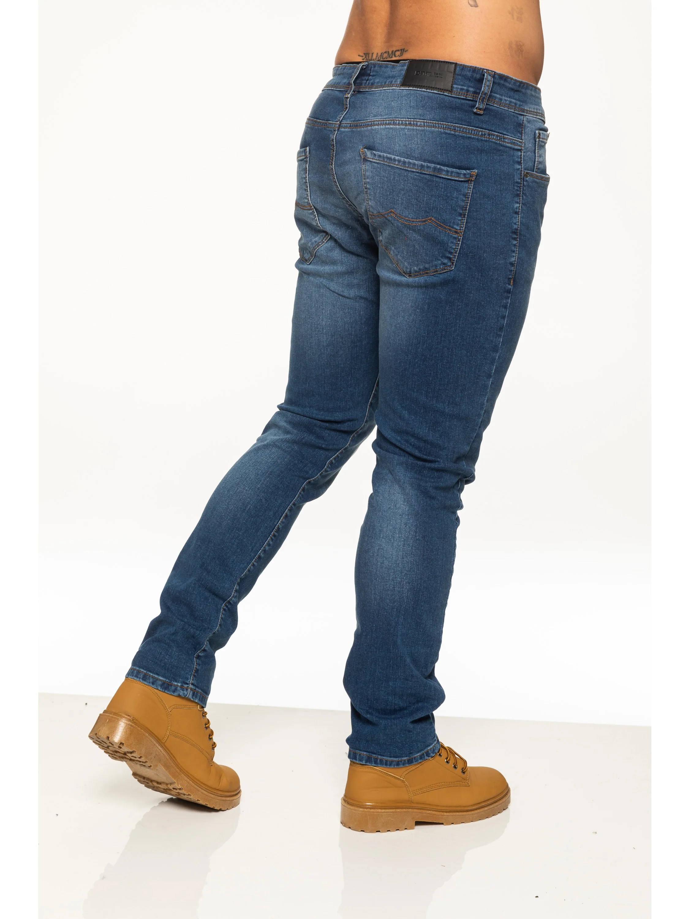 Mens Skinny Stretch Stonewash Denim Jeans | Enzo Designer Menswear - Image 15