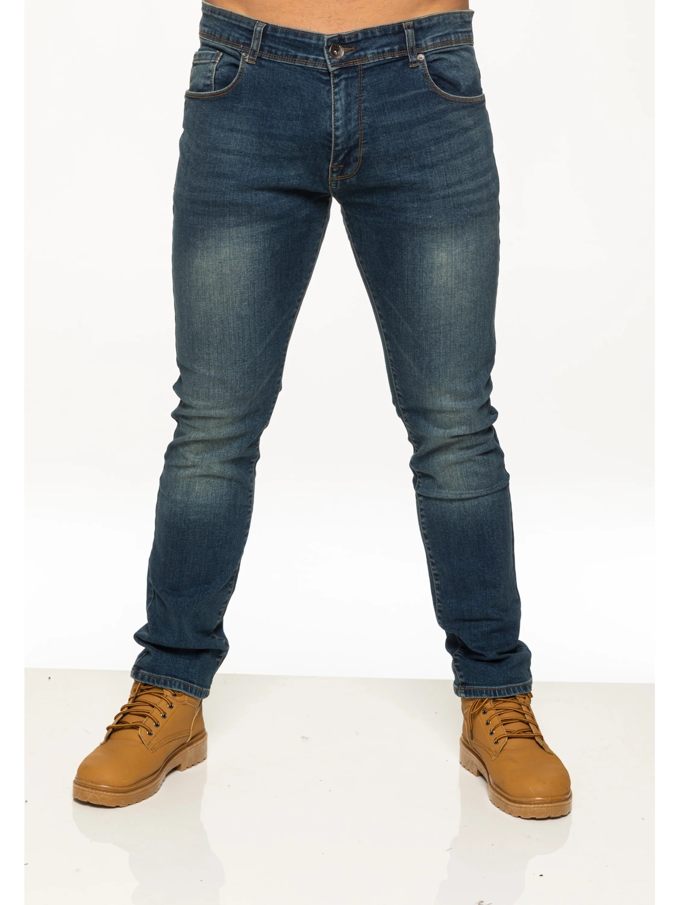 Mens Skinny Stretch Stonewash Denim Jeans | Enzo Designer Menswear - Image 7