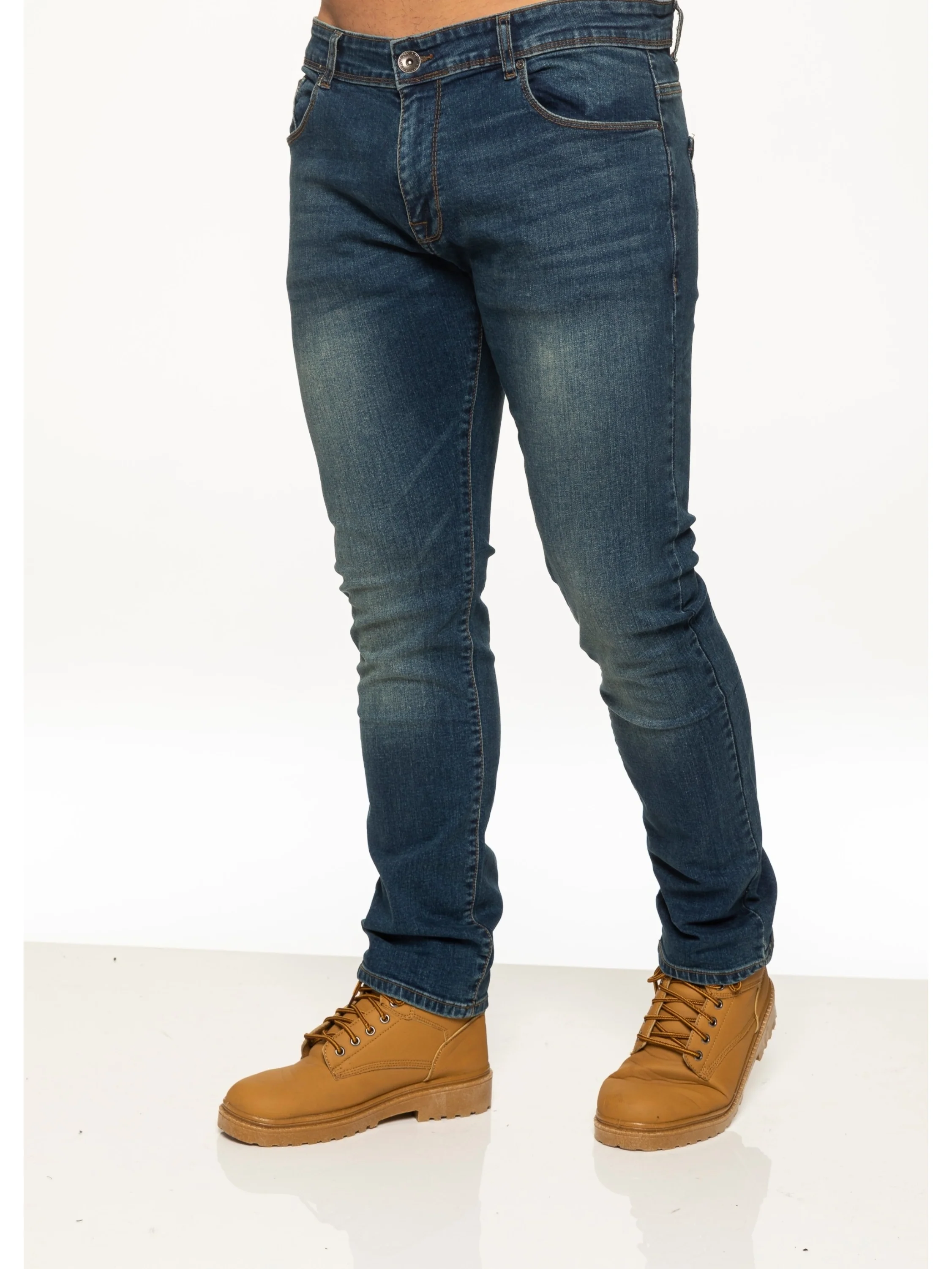 Mens Skinny Stretch Stonewash Denim Jeans | Enzo Designer Menswear - Image 8