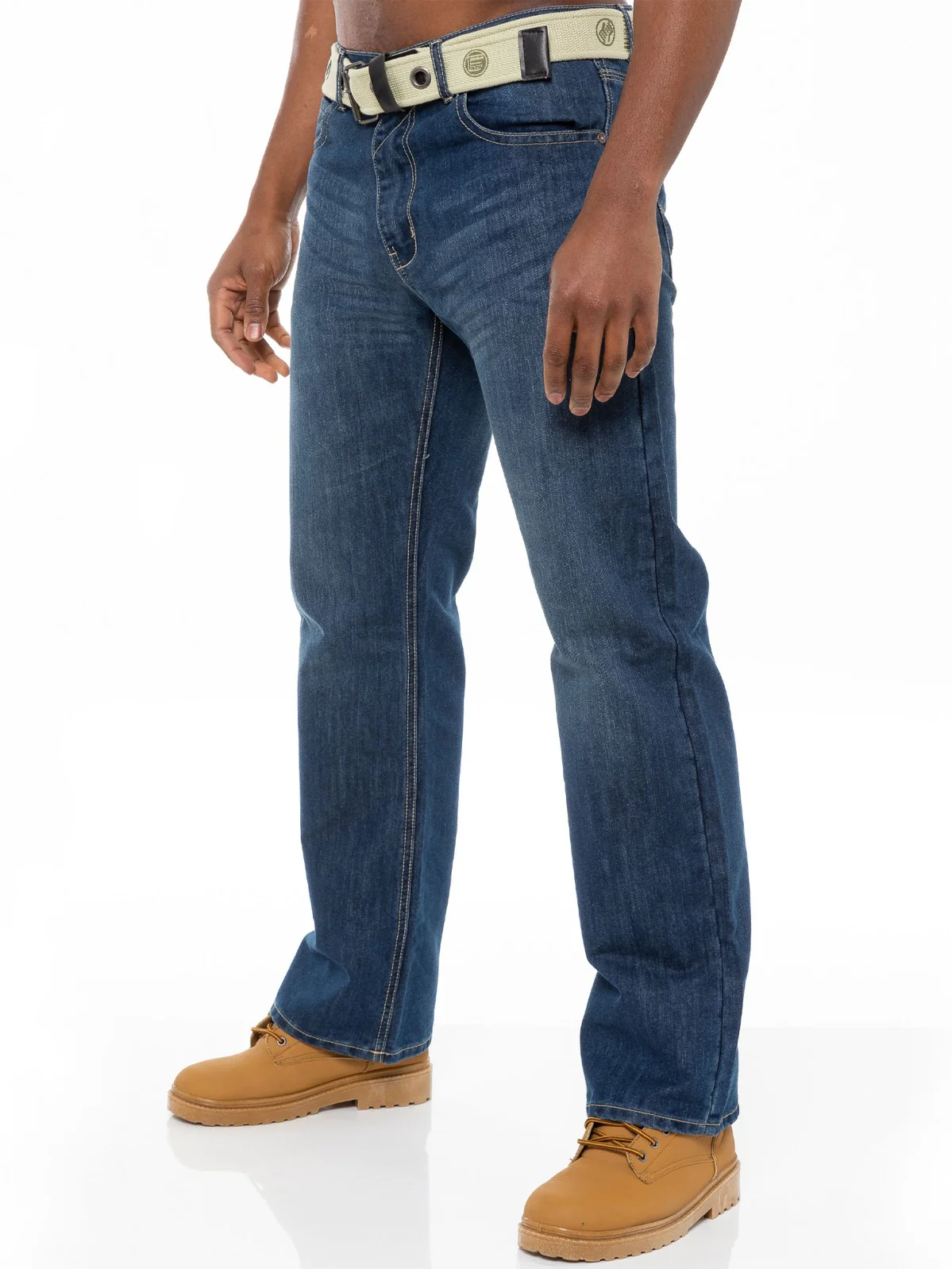 Mens Mid Wash Jeans with Belt EZ14 - EZ15 | Enzo Designer Menswear - Image 13