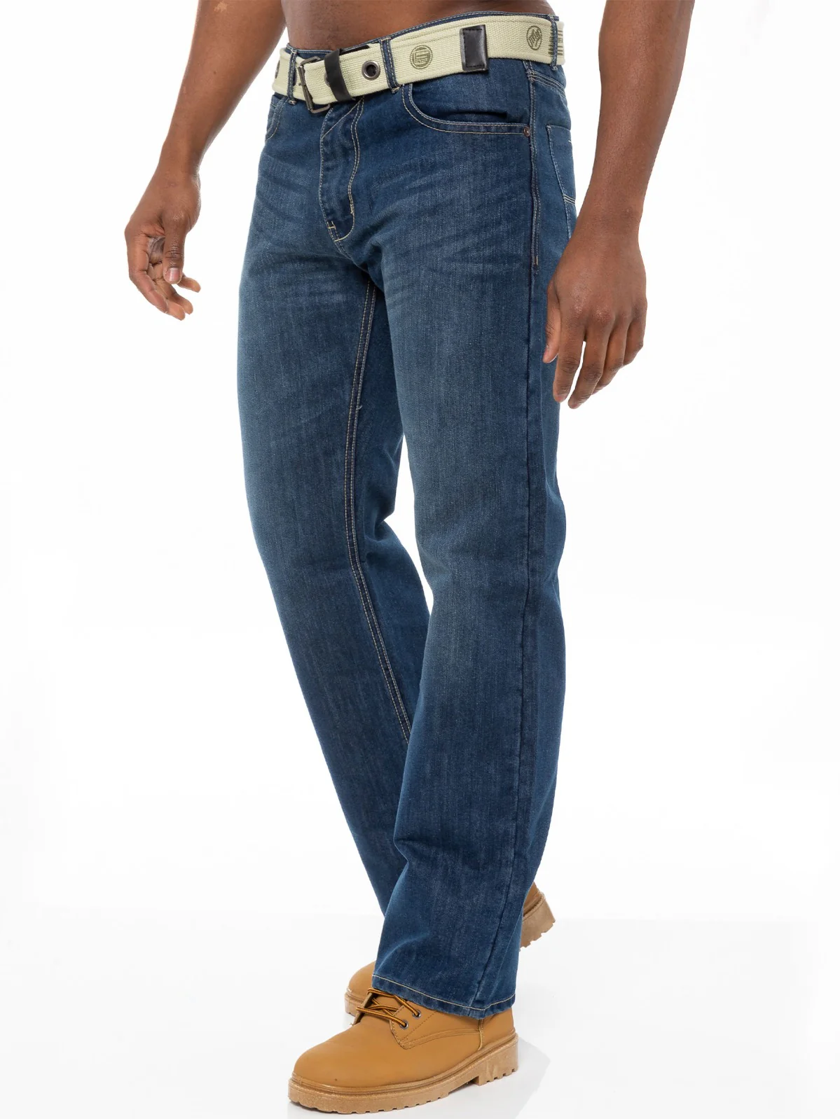 Mens Mid Wash Jeans with Belt EZ14 - EZ15 | Enzo Designer Menswear - Image 39
