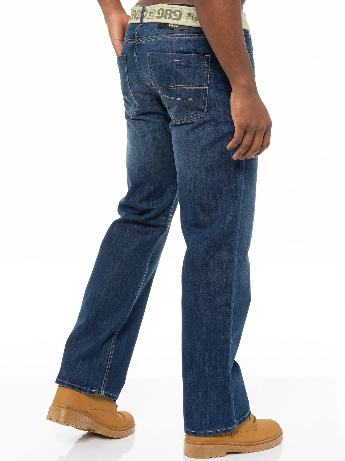 Mens Mid Wash Jeans with Belt EZ14 - EZ15 | Enzo Designer Menswear - Image 48
