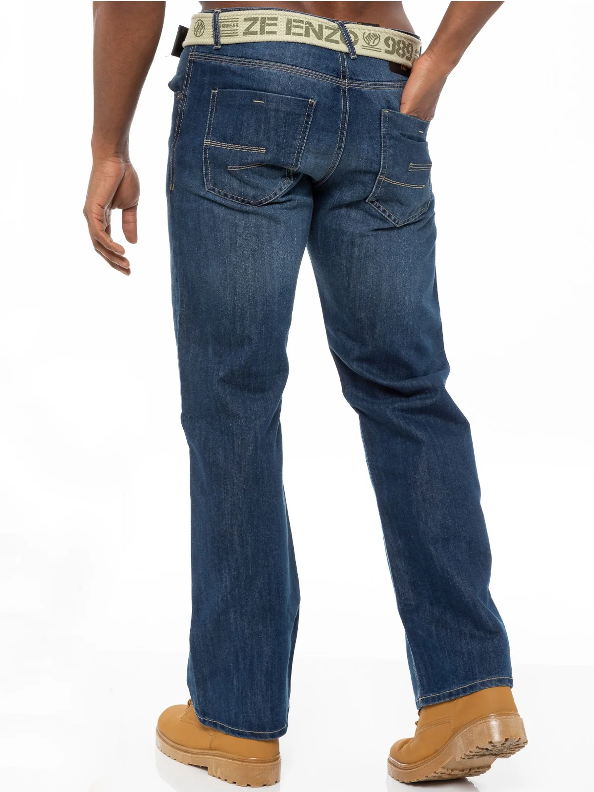 Mens Mid Wash Jeans with Belt EZ14 - EZ15 | Enzo Designer Menswear - Image 52