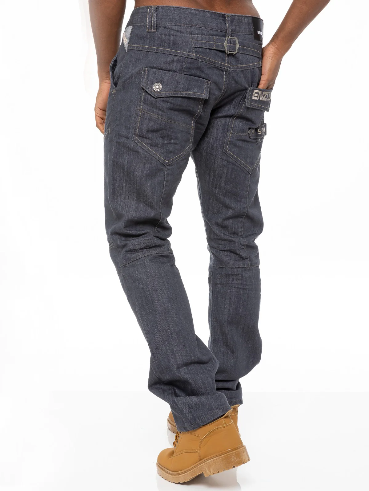 Mens Regular Fit Grey Denim Jeans | Enzo Designer Menswear - Image 3