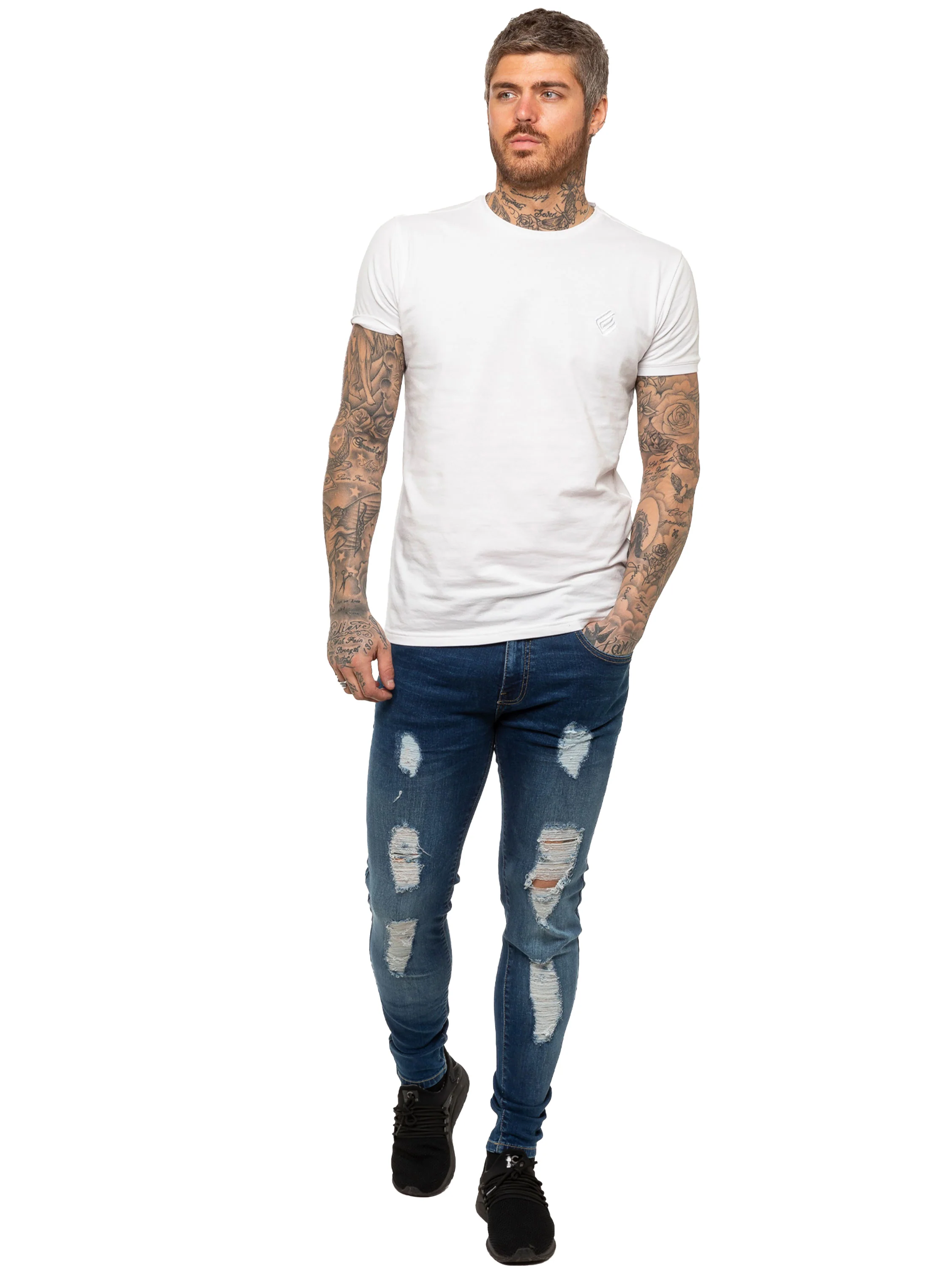 Mens Denim Ripped Denim Jeans lsw | Enzo Designer Menswear - Image 13
