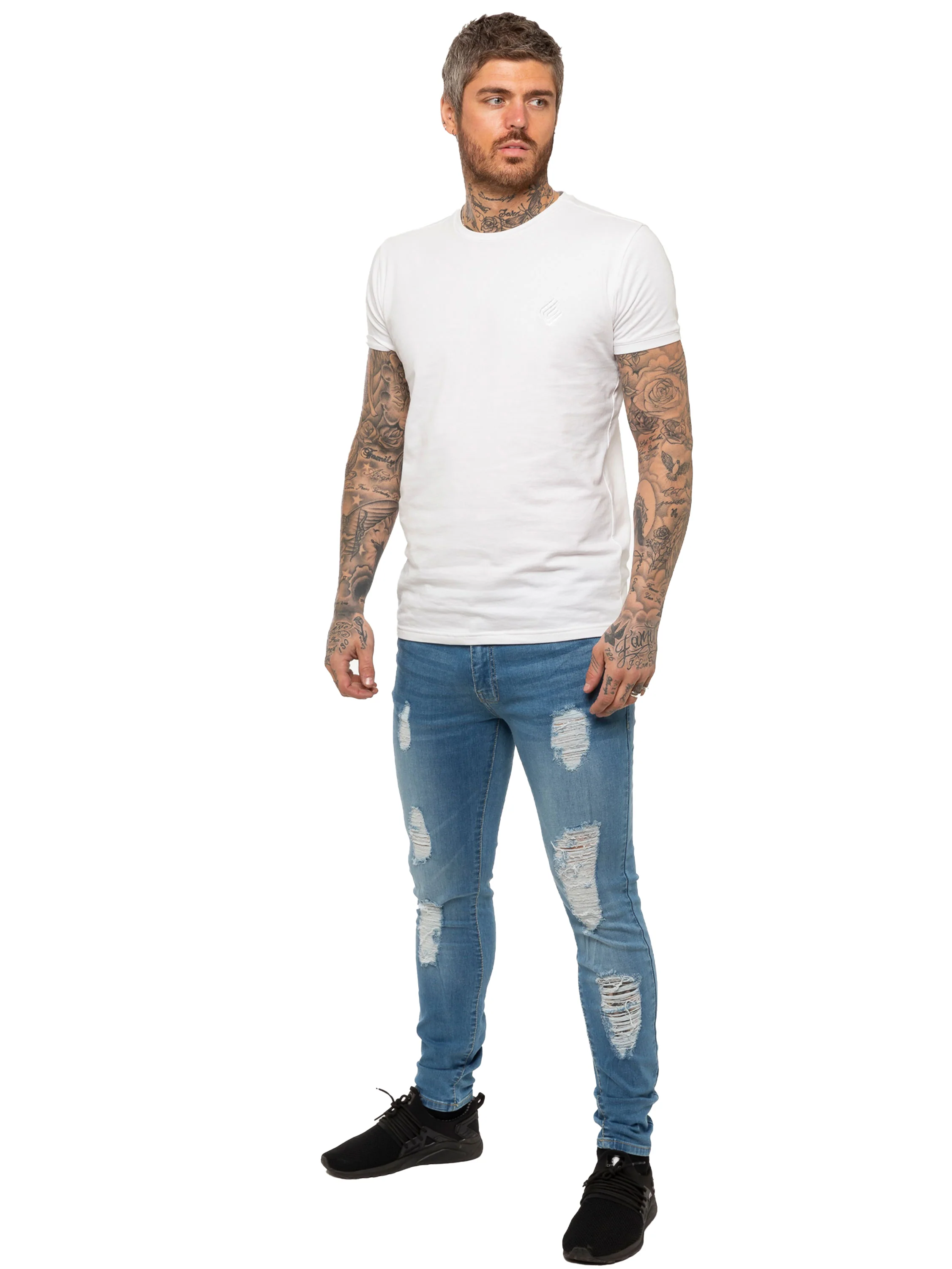 Mens Denim Ripped Denim Jeans lsw | Enzo Designer Menswear - Image 7