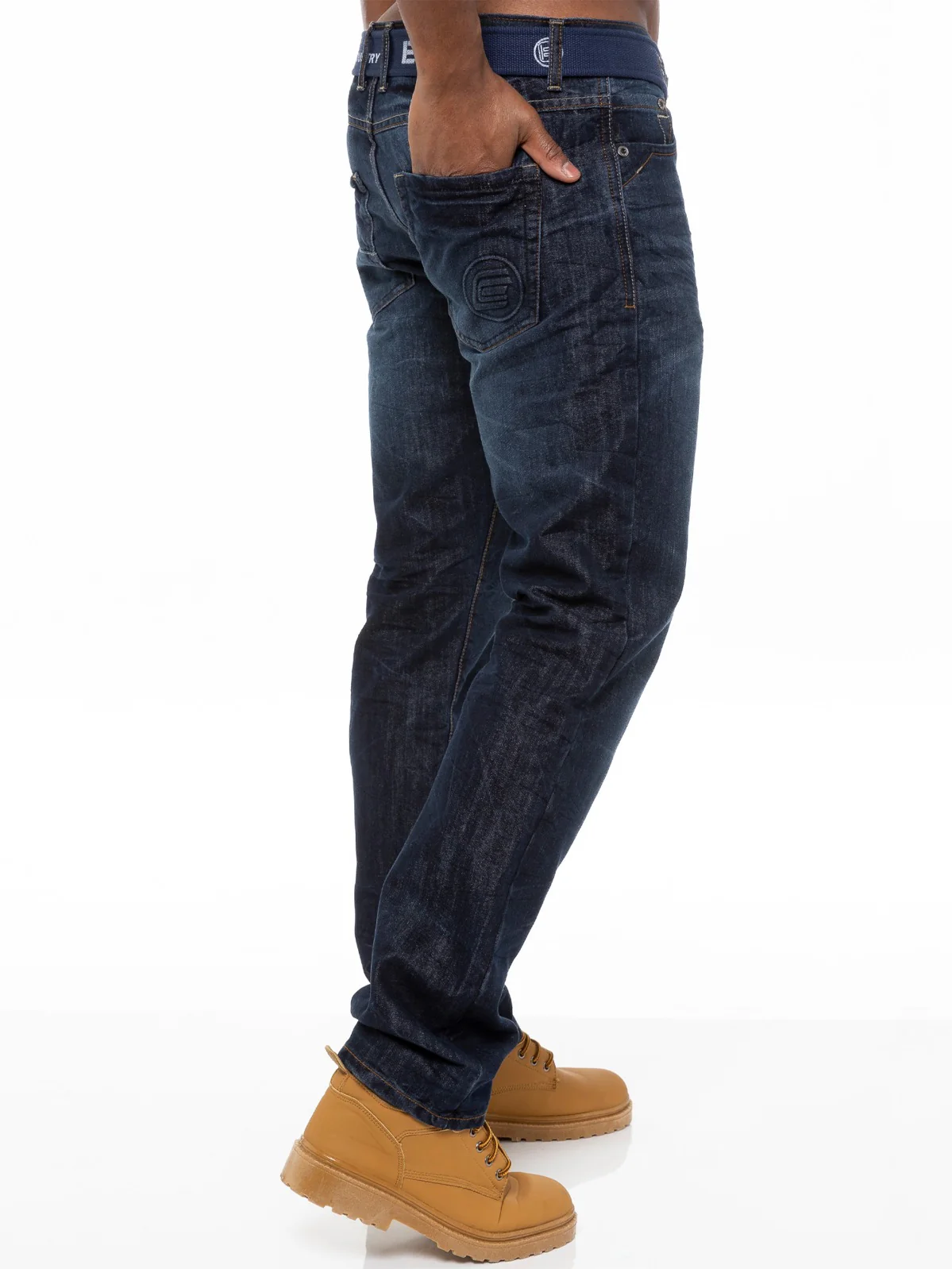Mens Denim Straight Fit Jeans Mid Stonewash | Enzo Designer Menswear - Image 184