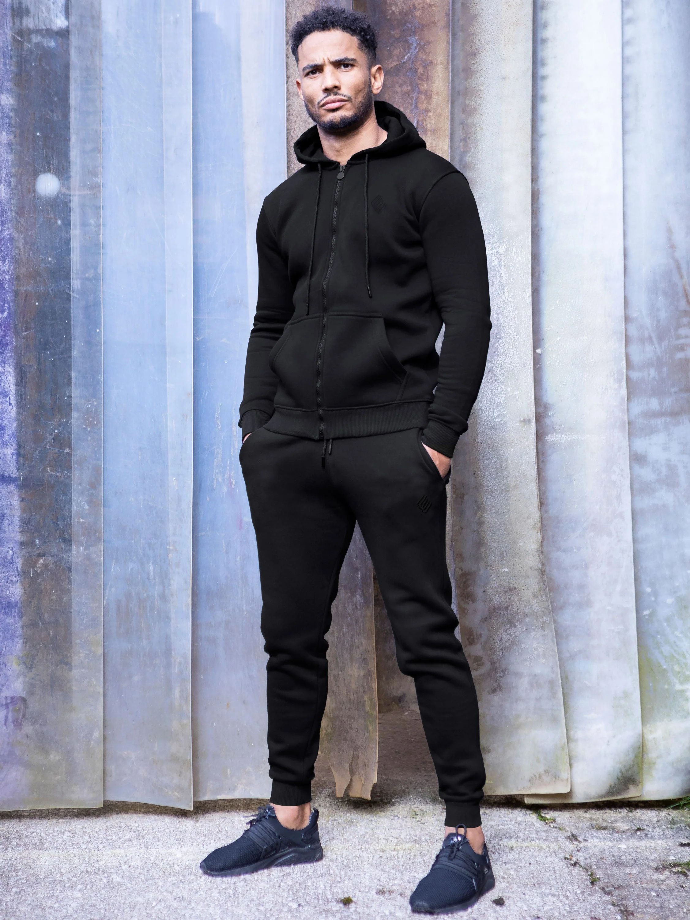 Enzo Mens Slim Fit Zip Up Tracksuit Jog Set - Image 4