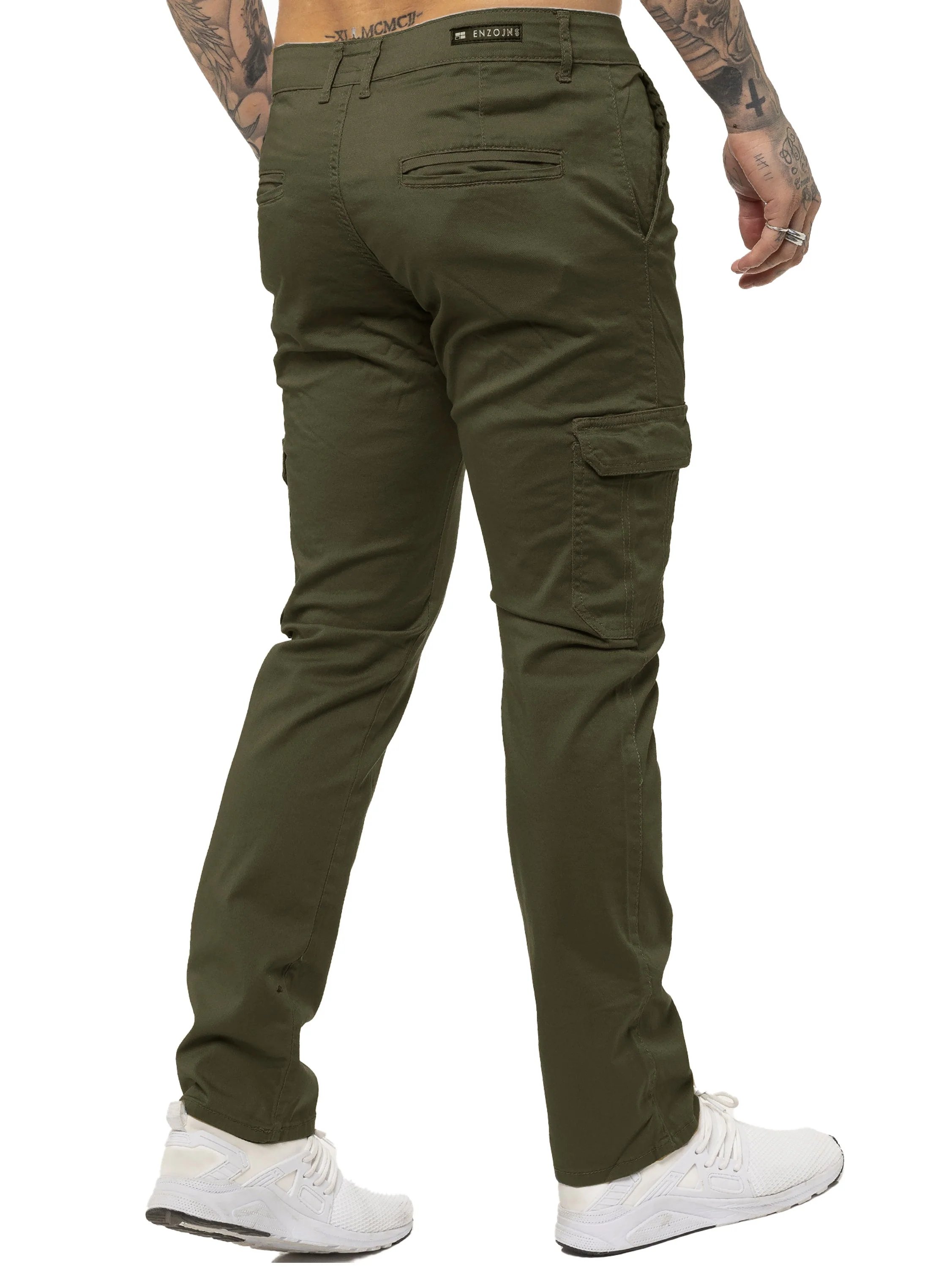 Mens Cargo Combat Slim Fit Trousers | Enzo Designer Menswear - Image 14