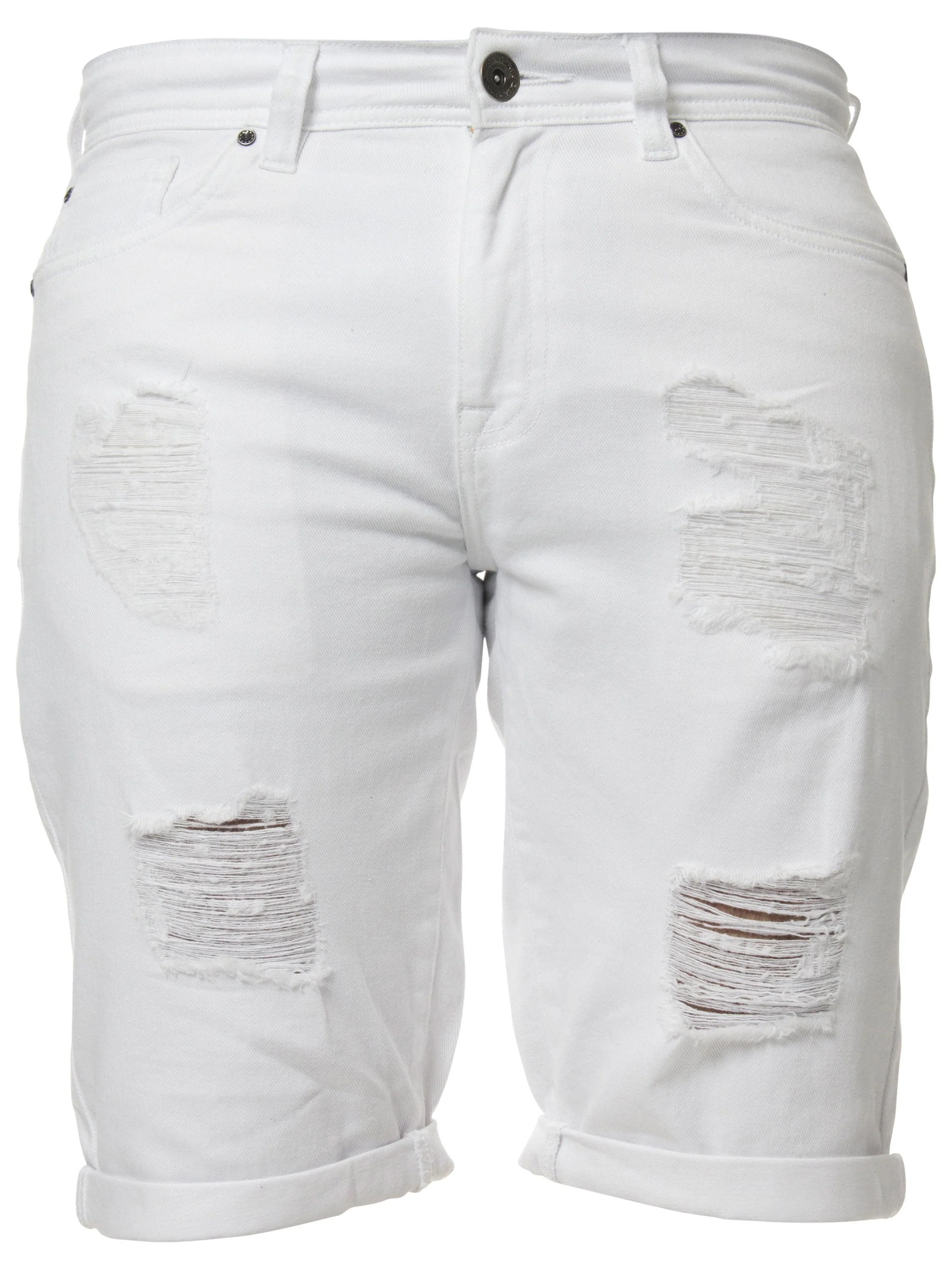 Mens Denim Skinny Fit Distressed Shorts | Enzo Designer Menswear - Image 15
