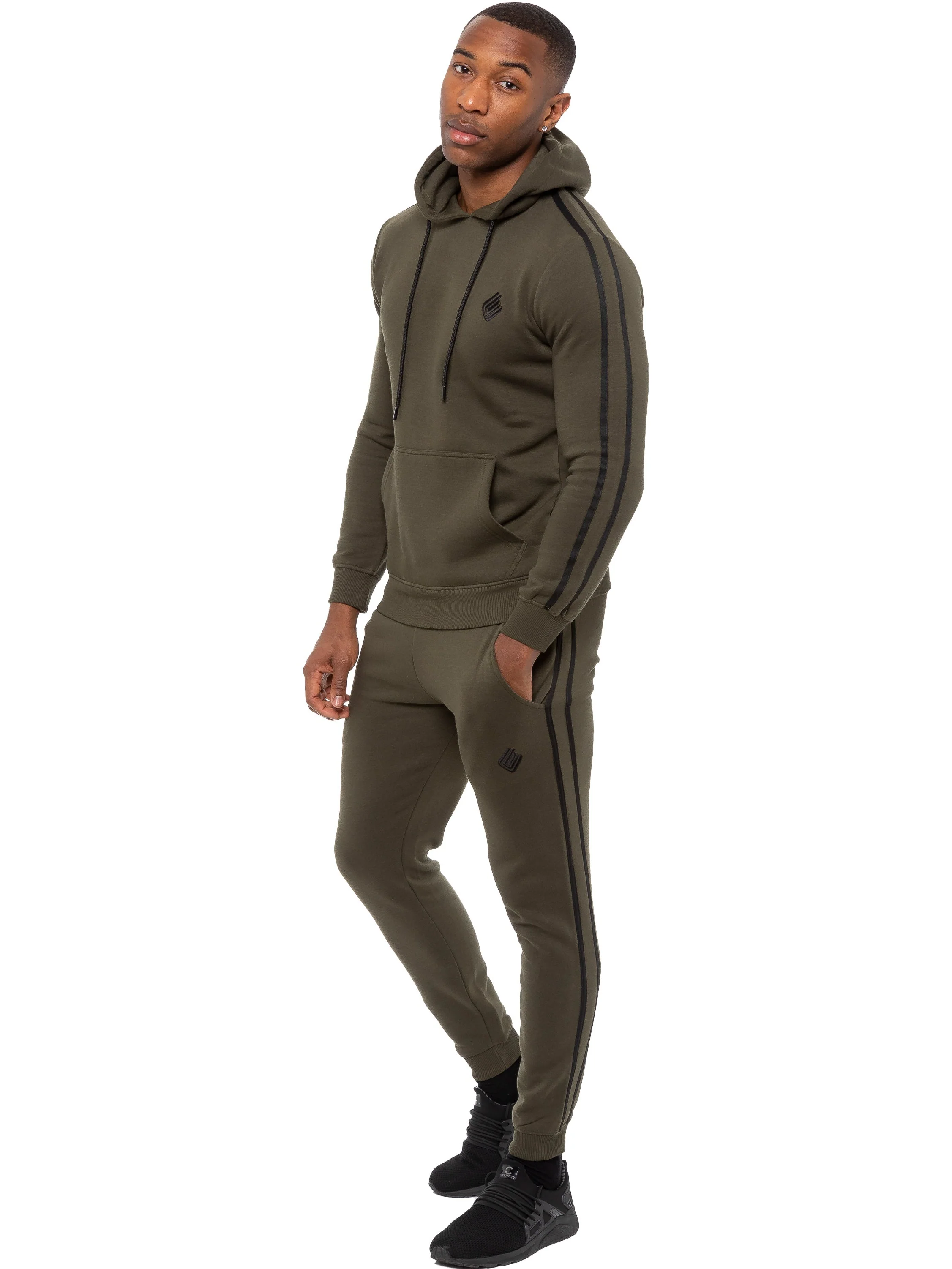 Mens Striped Fleece Pullover Hoody | Enzo Designer Menswear - Image 12