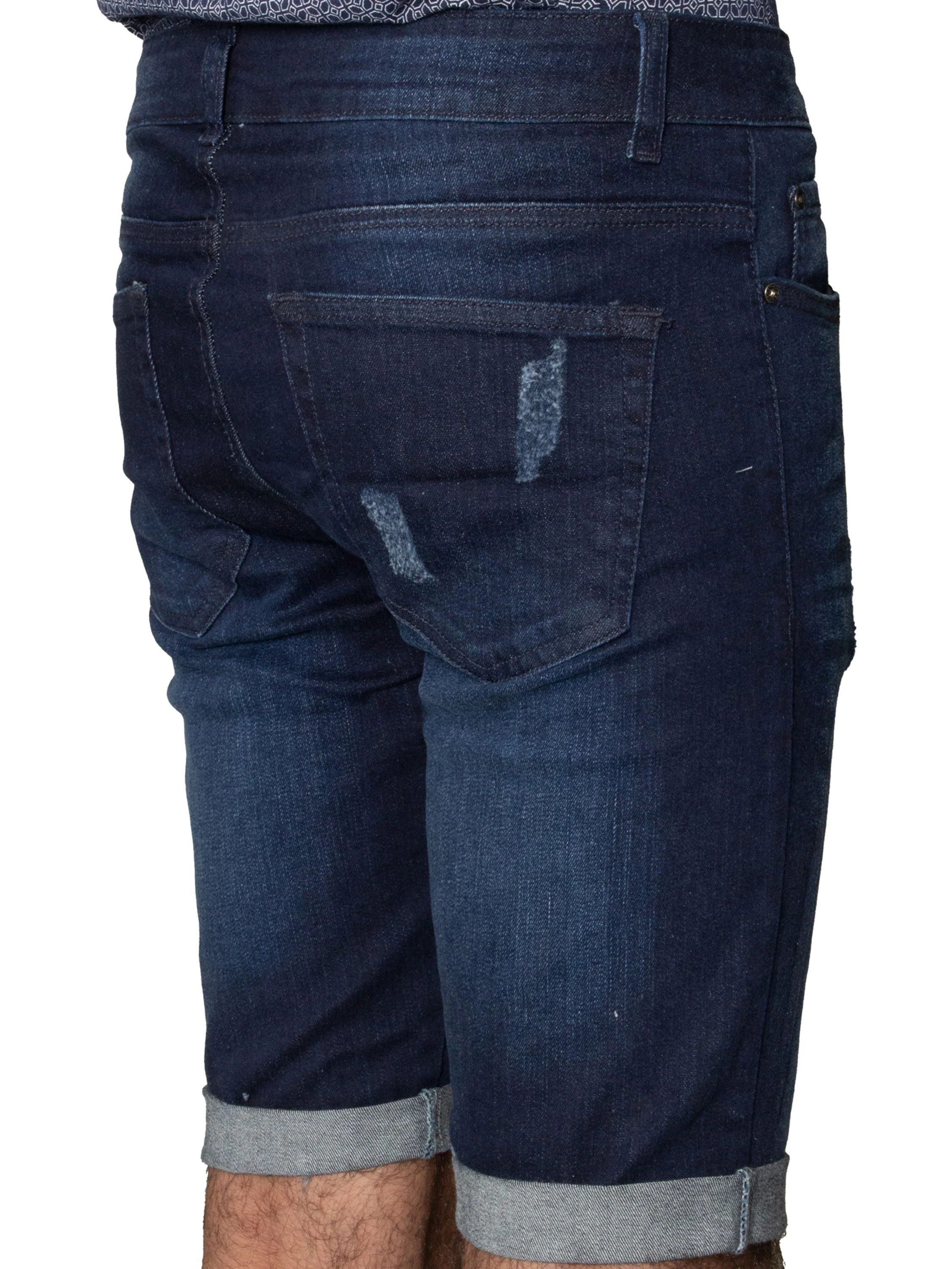Mens Denim Skinny Fit Distressed Shorts | Enzo Designer Menswear - Image 15