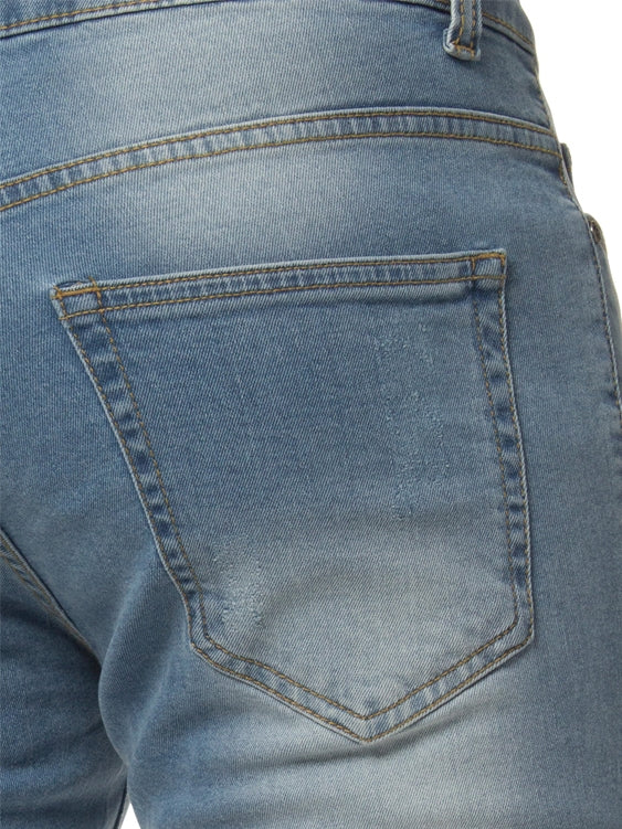 Mens Denim Skinny Fit Distressed Shorts | Enzo Designer Menswear - Image 6