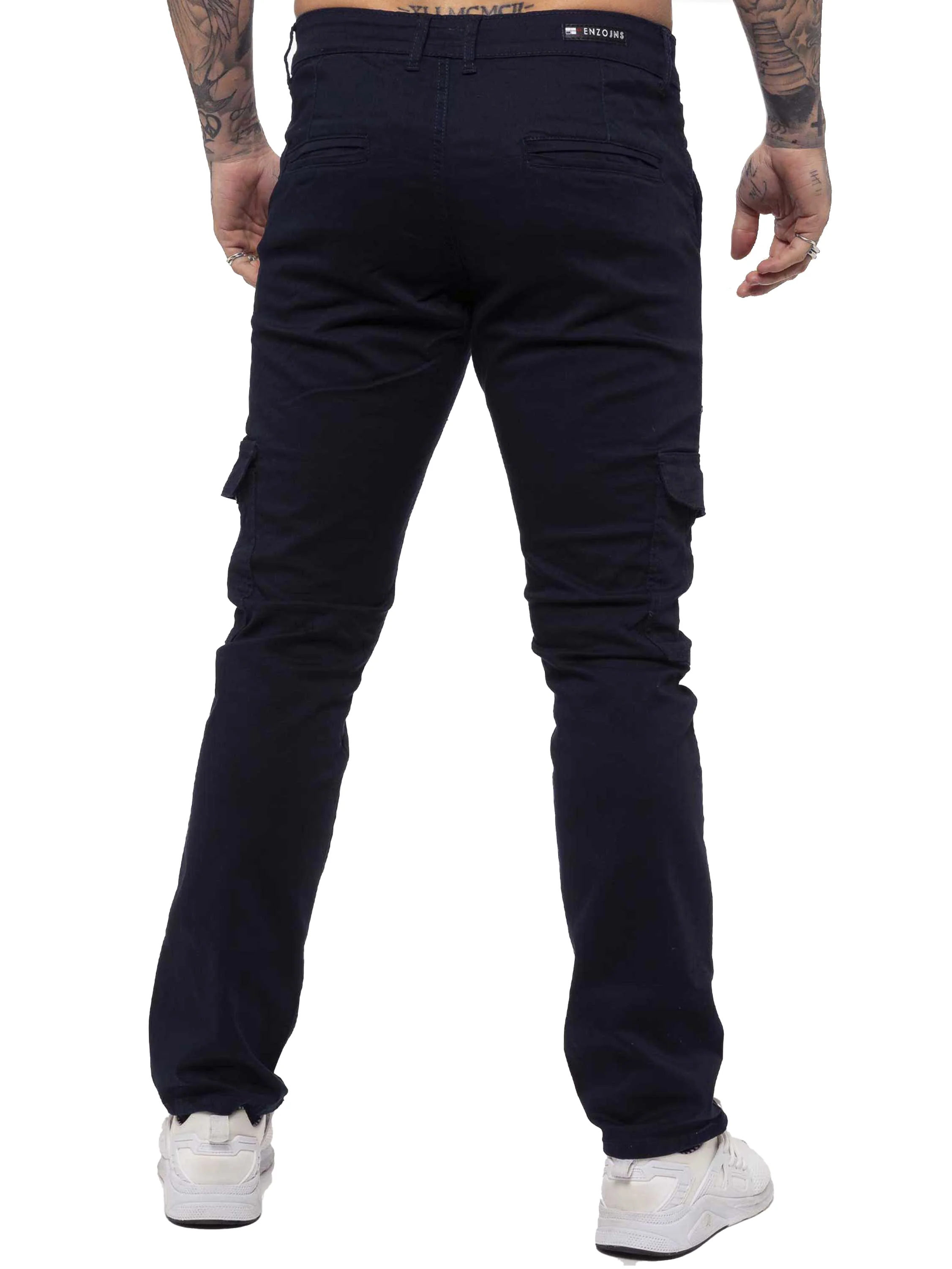 Mens Cargo Combat Slim Fit Trousers | Enzo Designer Menswear - Image 4