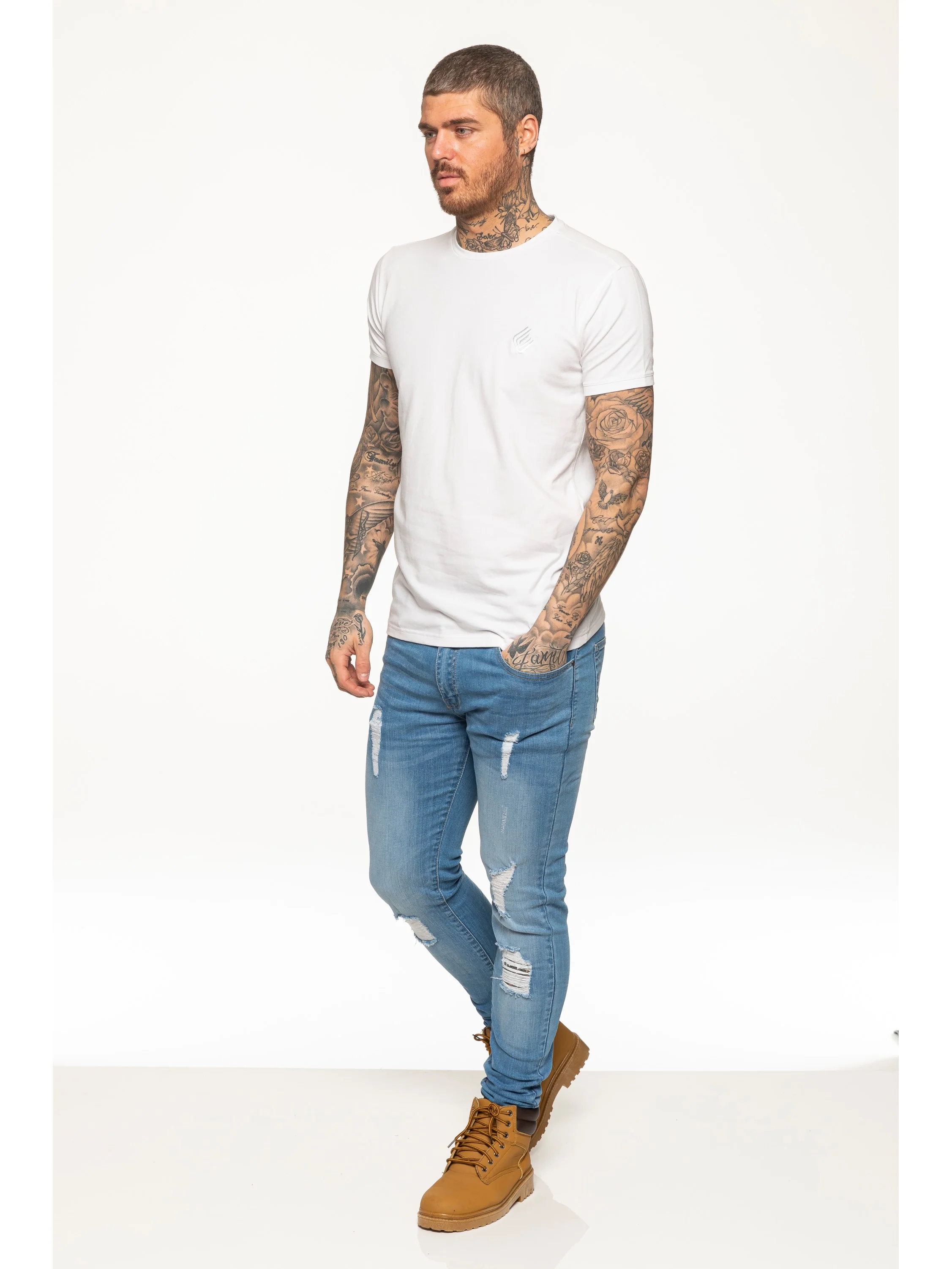Enzo Mens Slim Fit Stretch Muscle T-Shirt - Image 40