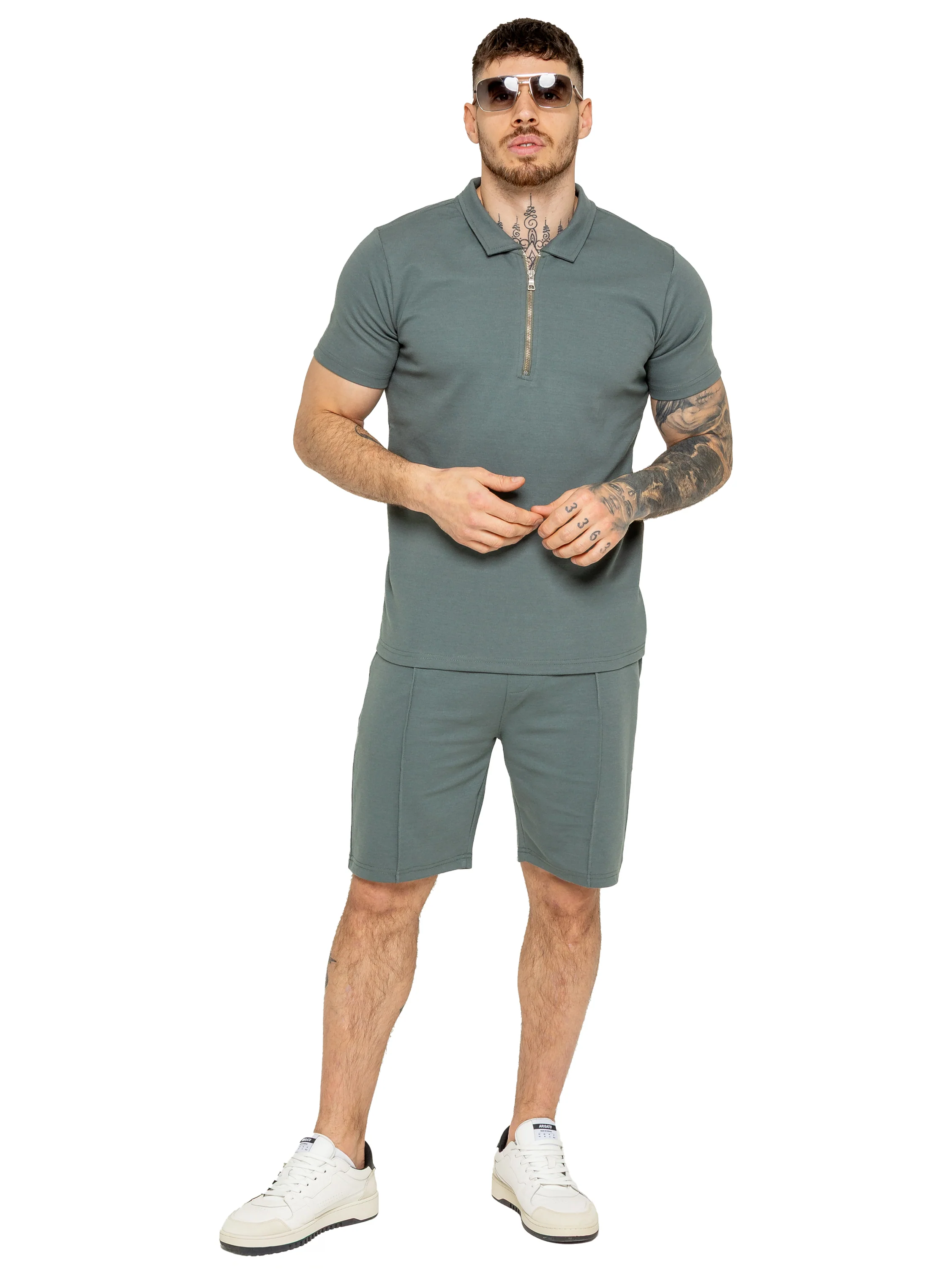 Enzo | Mens Zip Up Polo Shirt - Image 5