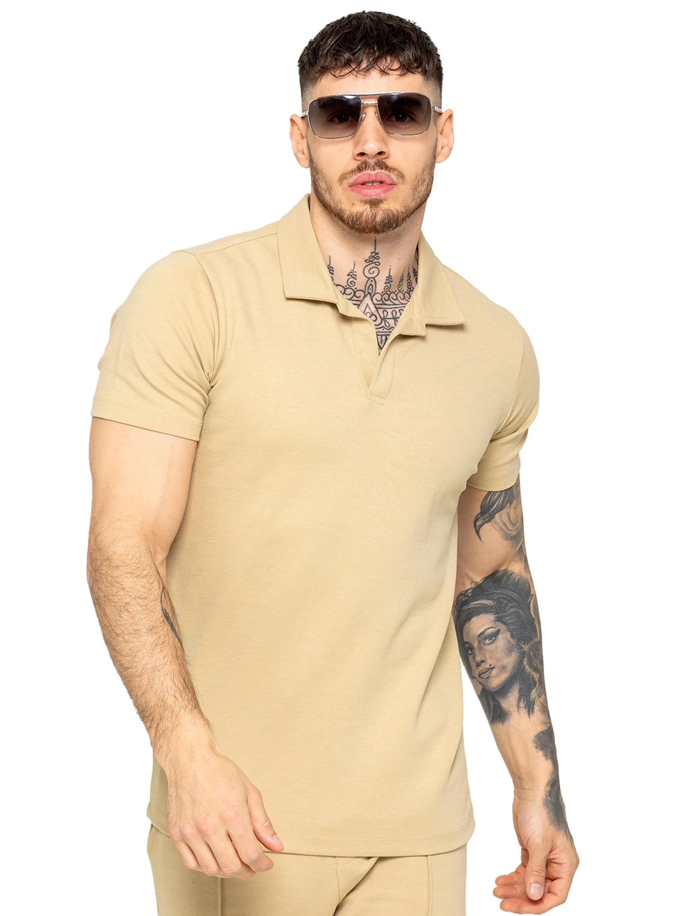 Enzo | Mens Open Collar Polo Shirt - Image 5