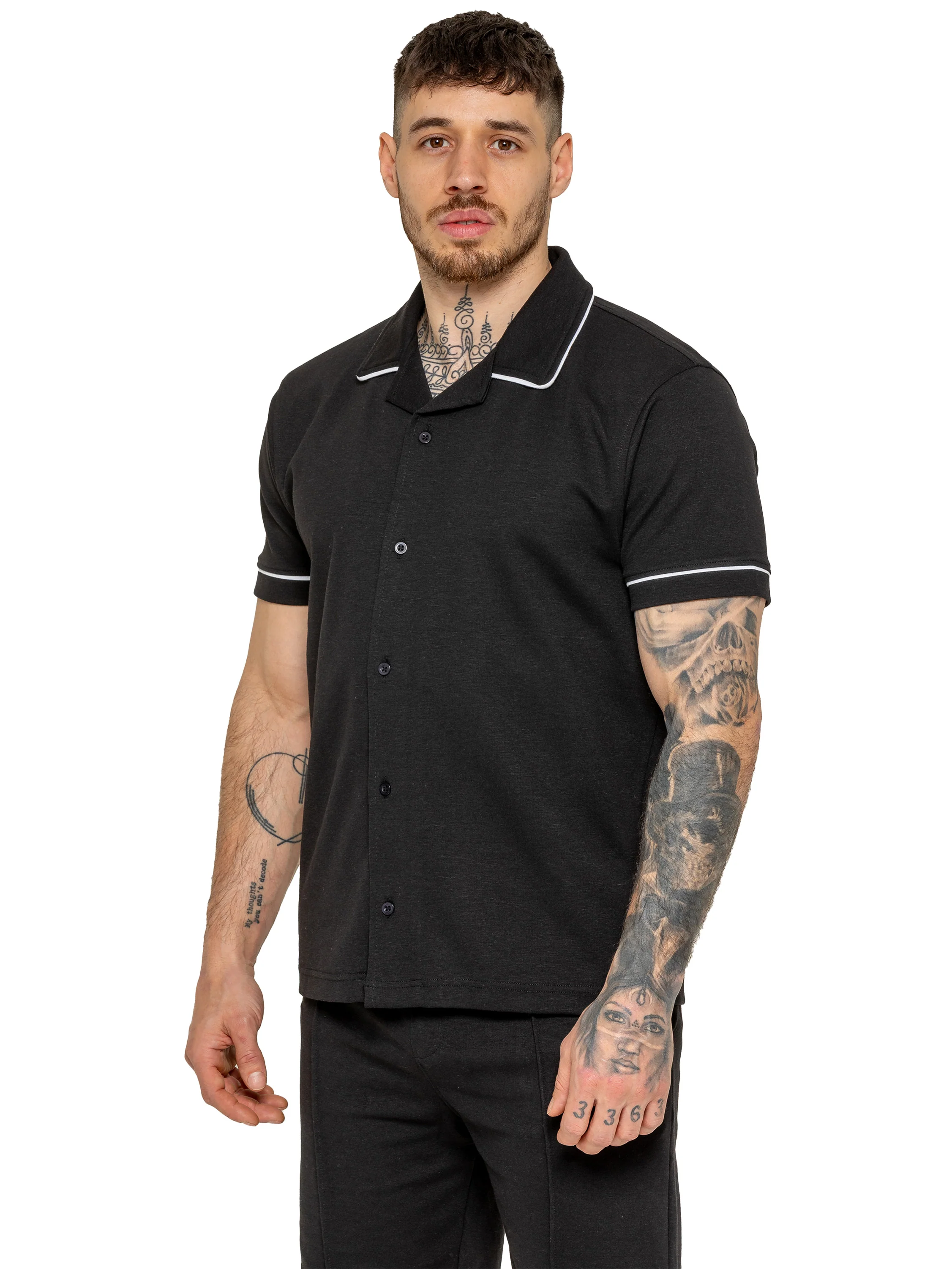 Enzo | Mens Short Sleeve Piping Shirt - Image 13