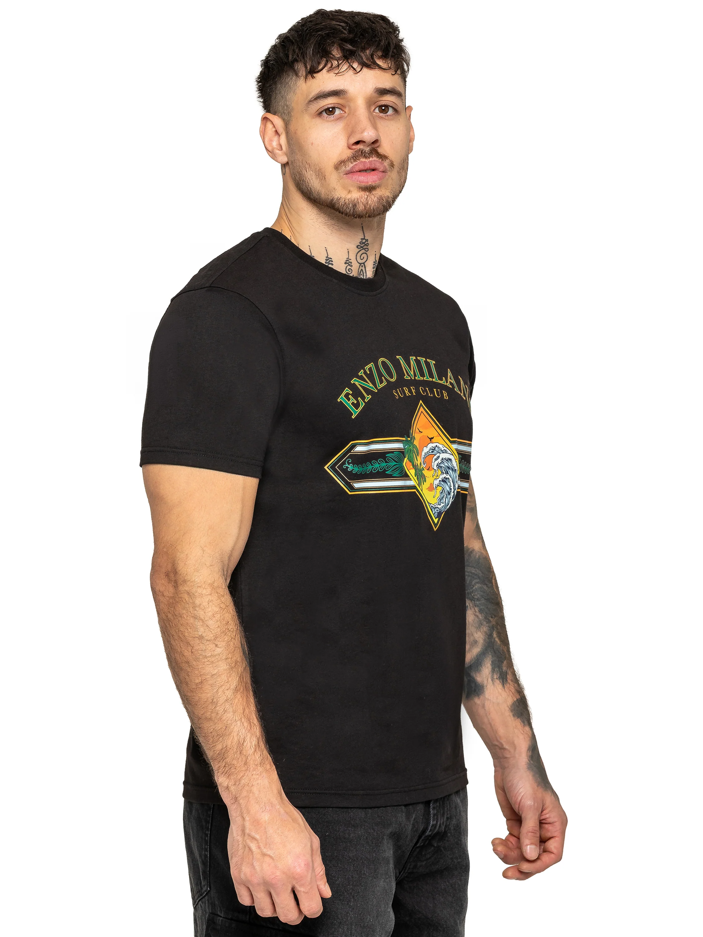 Enzo Milano | Mens Surf Club Print T-Shirt - Image 5