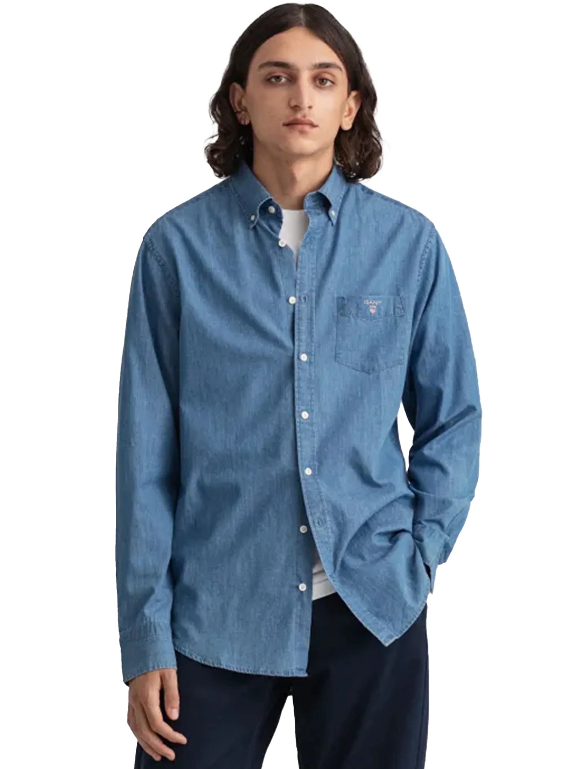 Gant Mens Regular Fit Shirts | The Indigo Shirt - Image 7