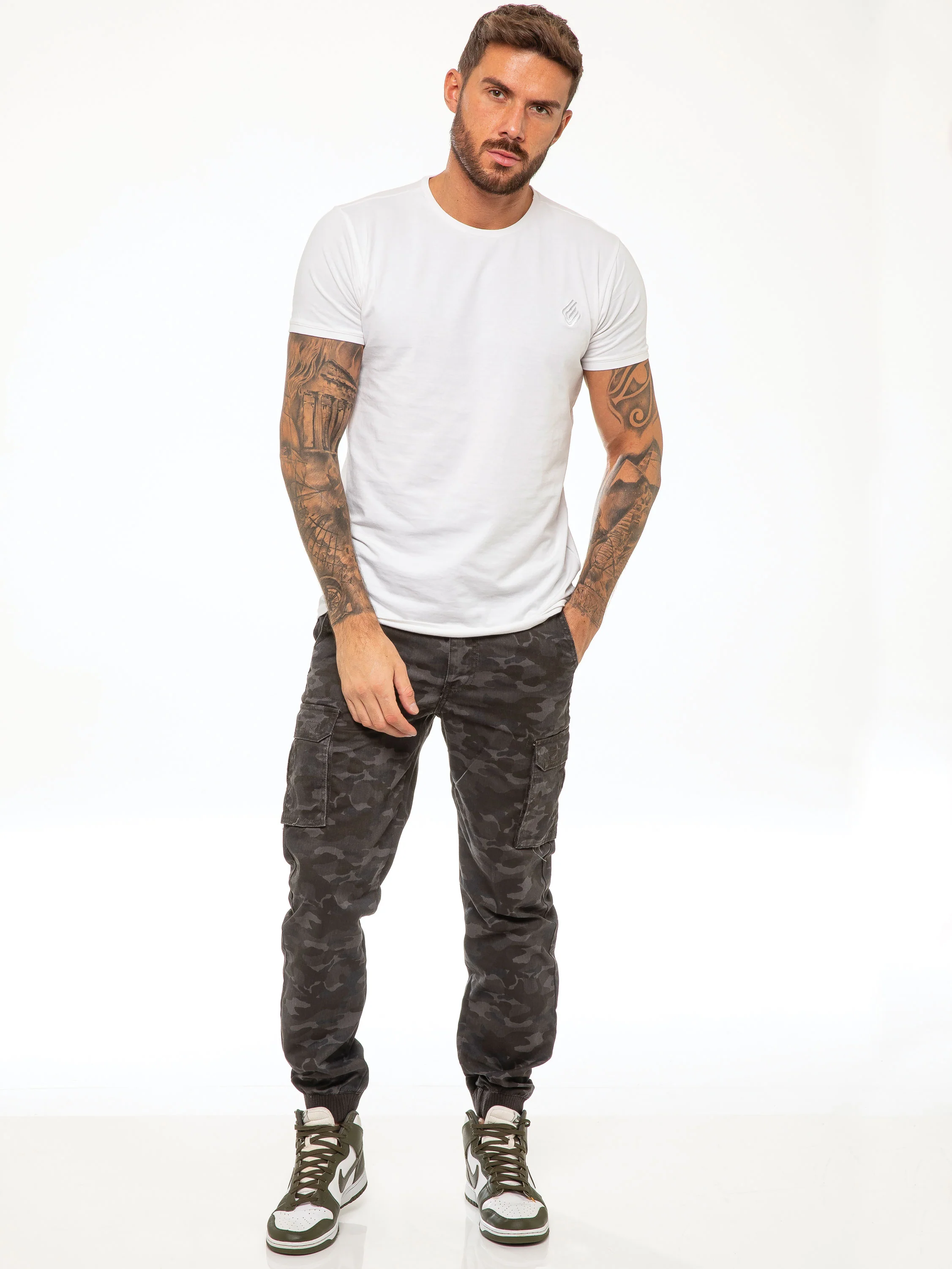 ENZO Mens Military Combat Cuffed Camouflage Jeans - Image 20