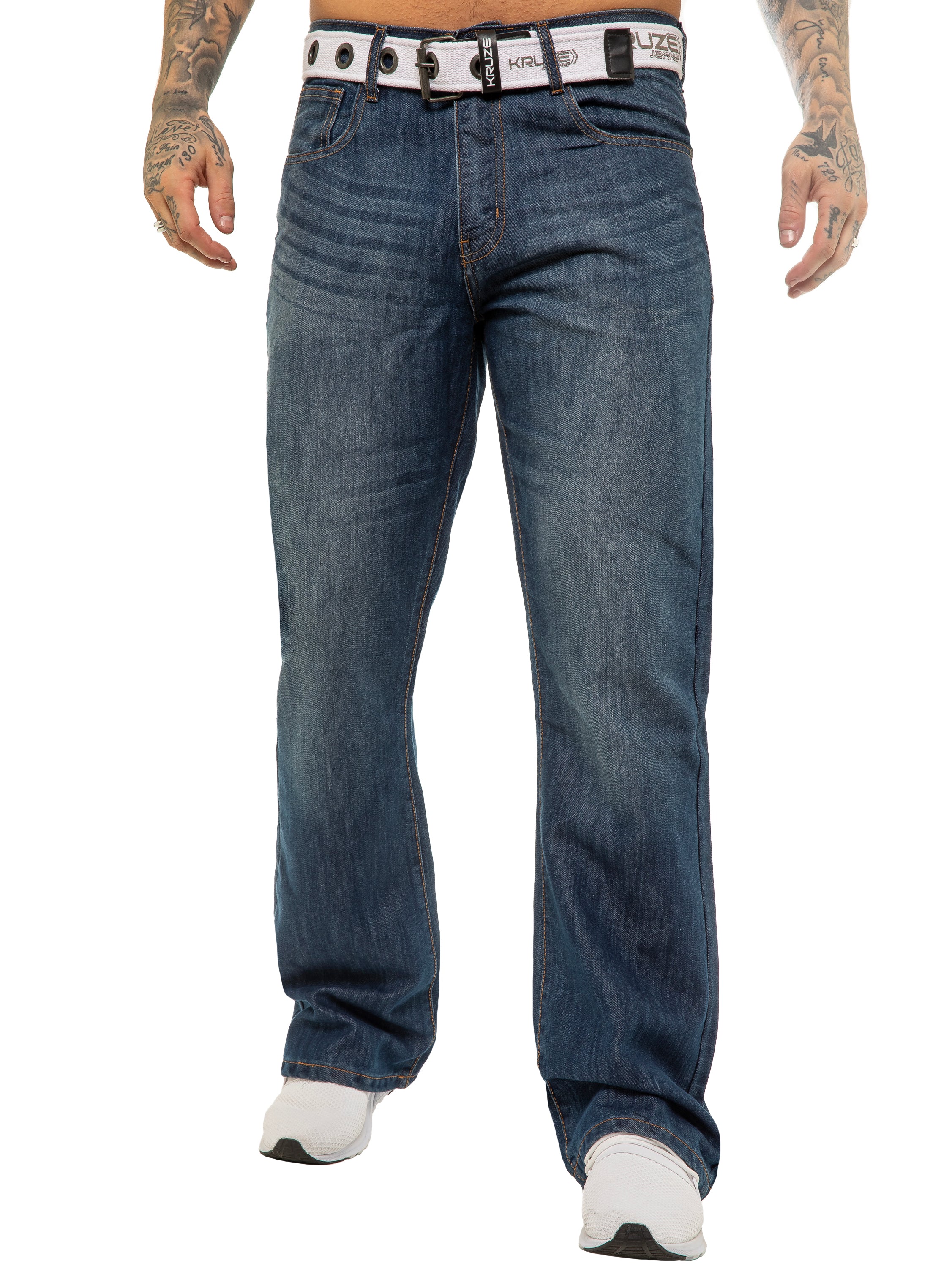 Kruze | Mens Bootcut Denim Jeans - Image 12