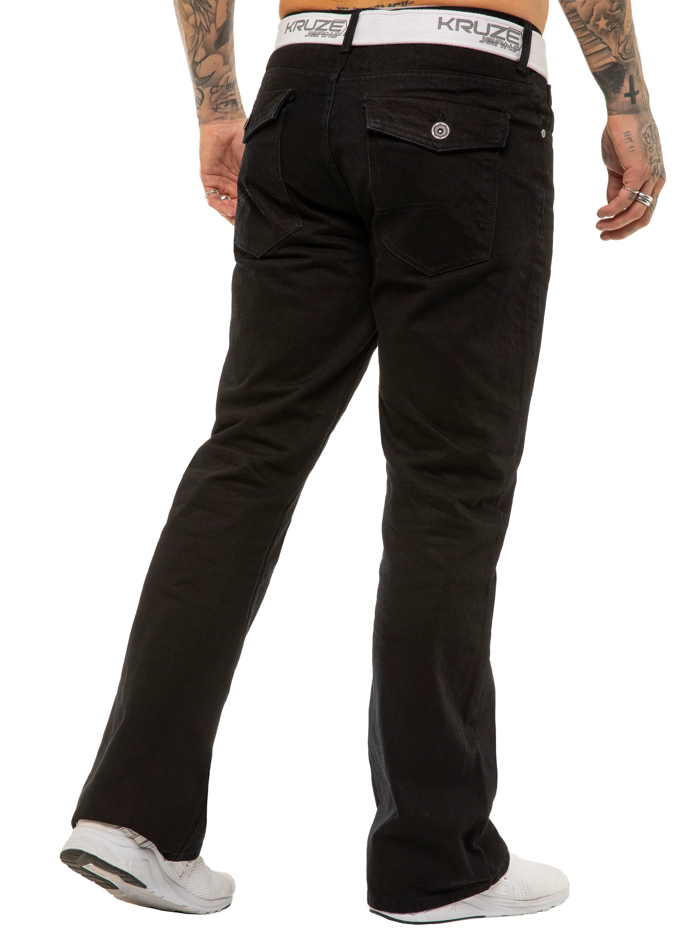 Kruze | Mens Bootcut Denim Jeans - Image 3