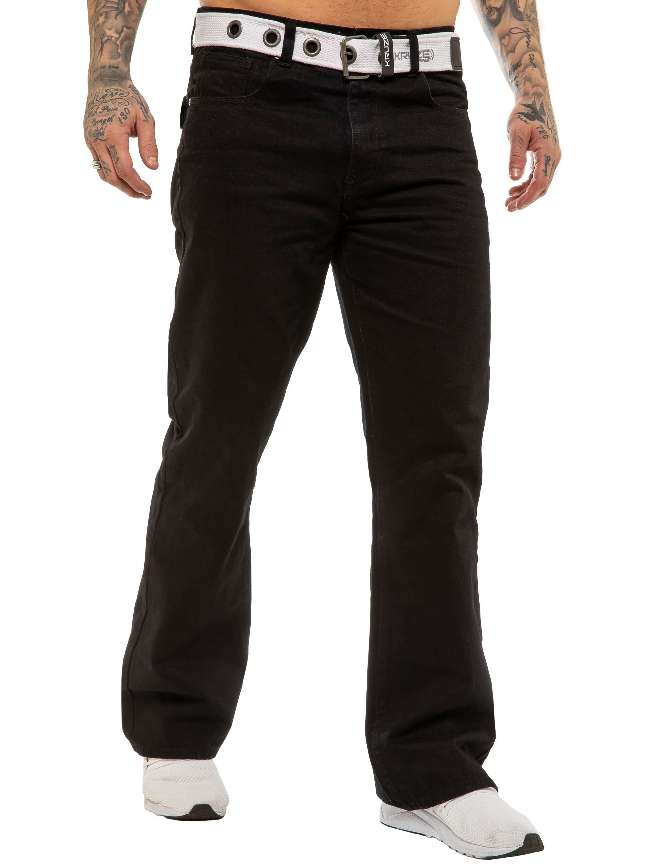 Kruze | Mens Bootcut Denim Jeans - Image 4