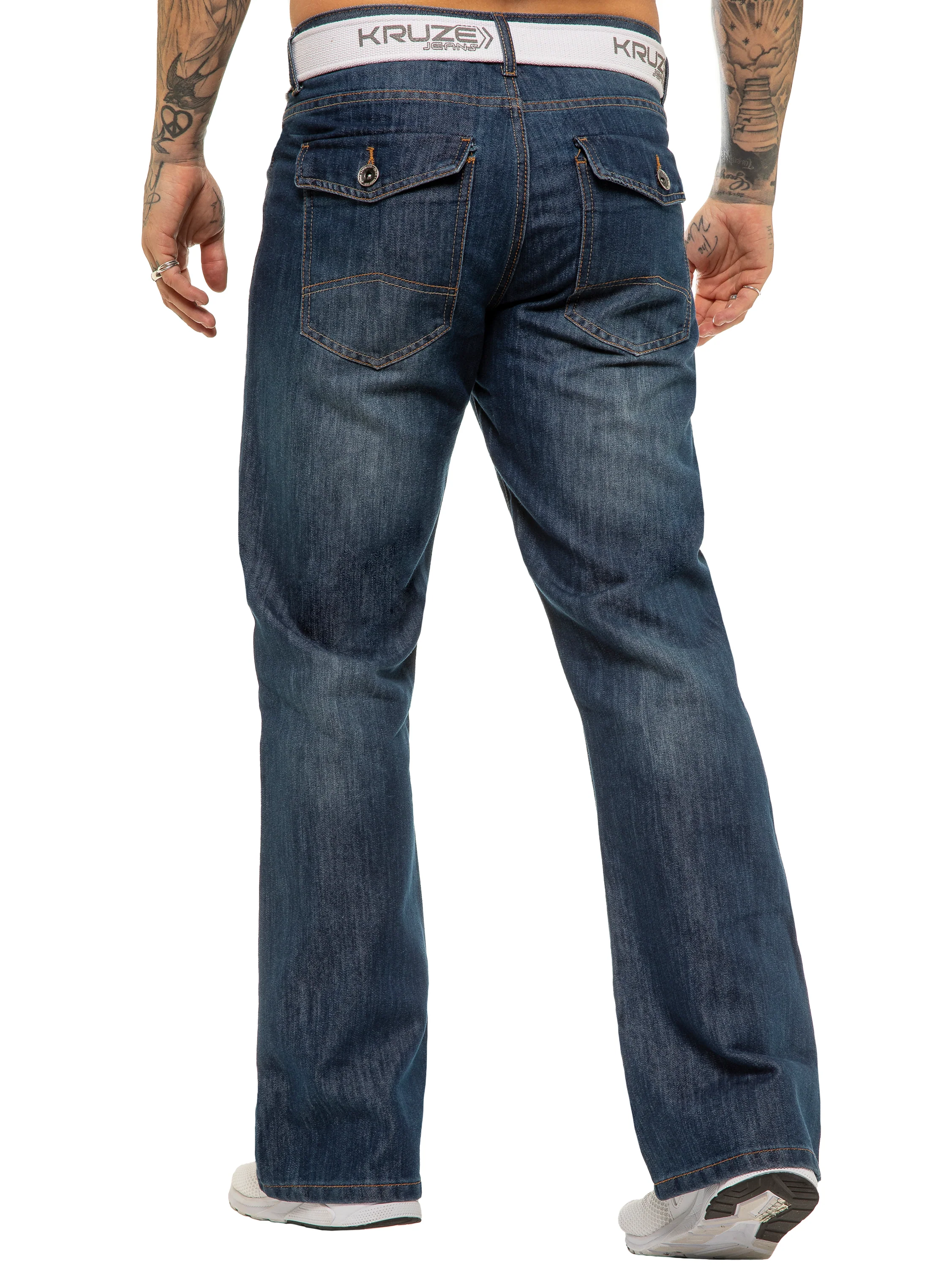 Kruze | Mens Bootcut Denim Jeans - Image 9