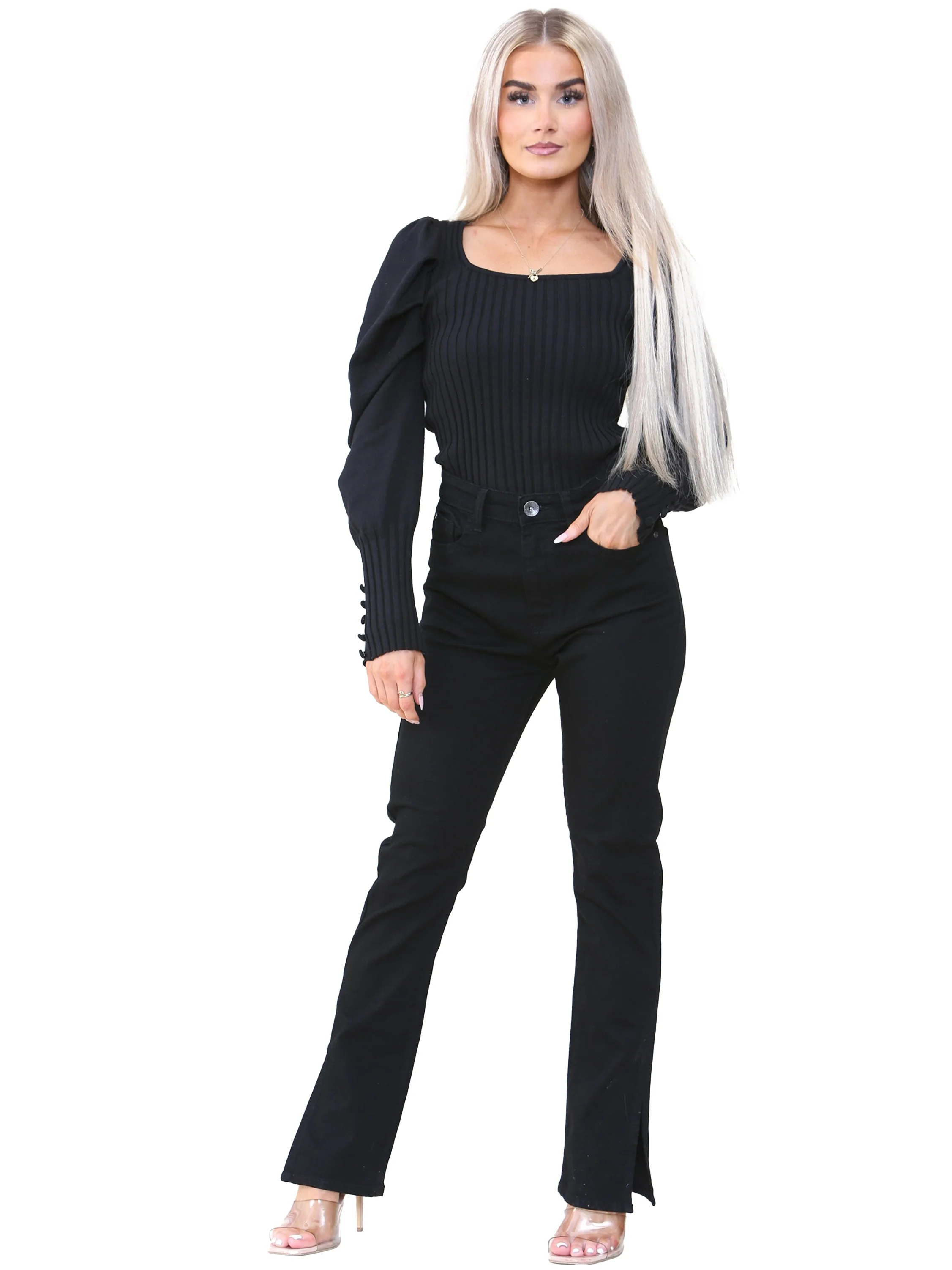 Kruze | Womens Straight Slit Jeans - Image 4