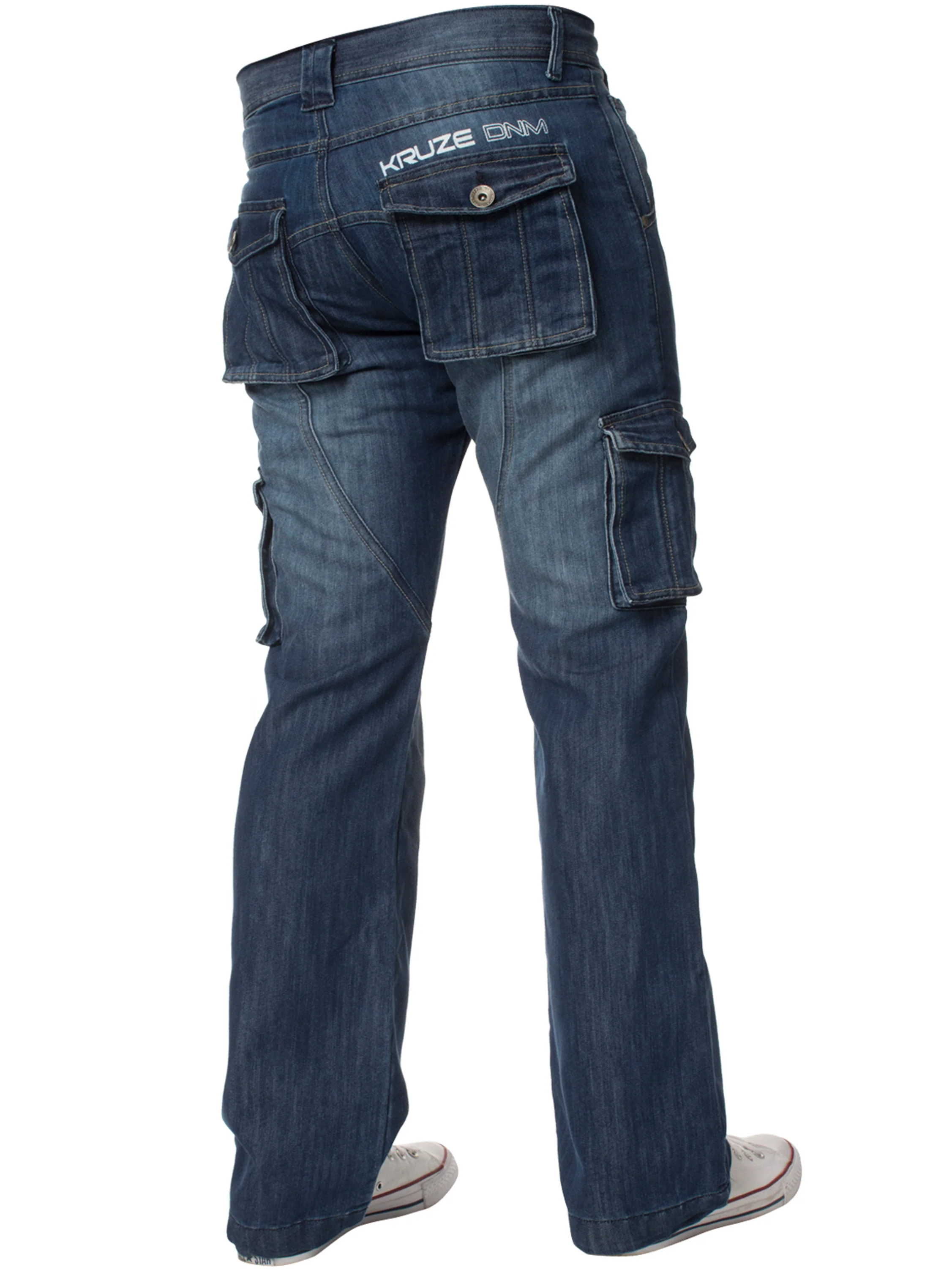 Kruze | Mens Cargo Combat Denim Jeans - Image 4