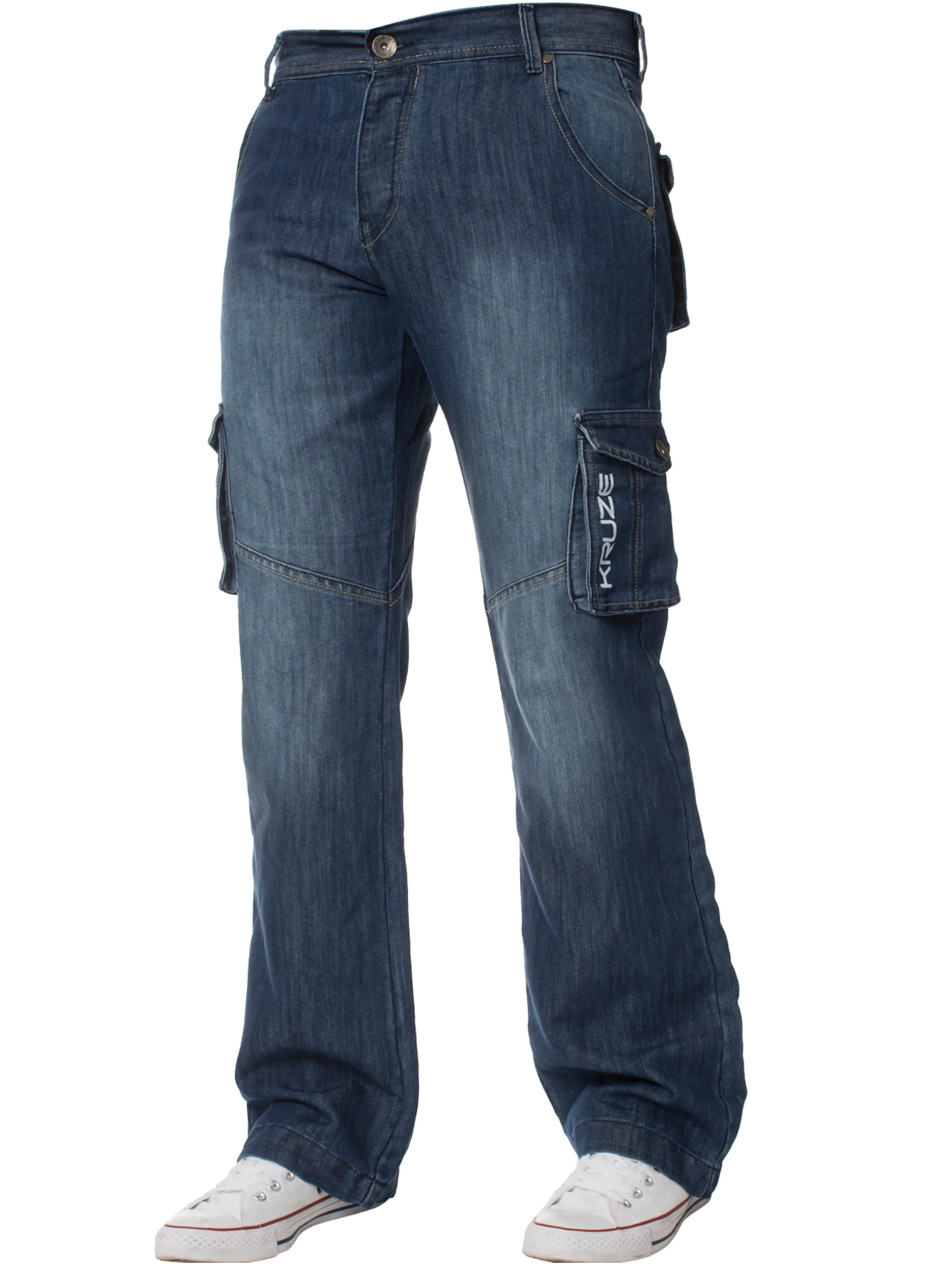 Kruze | Mens Cargo Combat Denim Jeans - Image 16