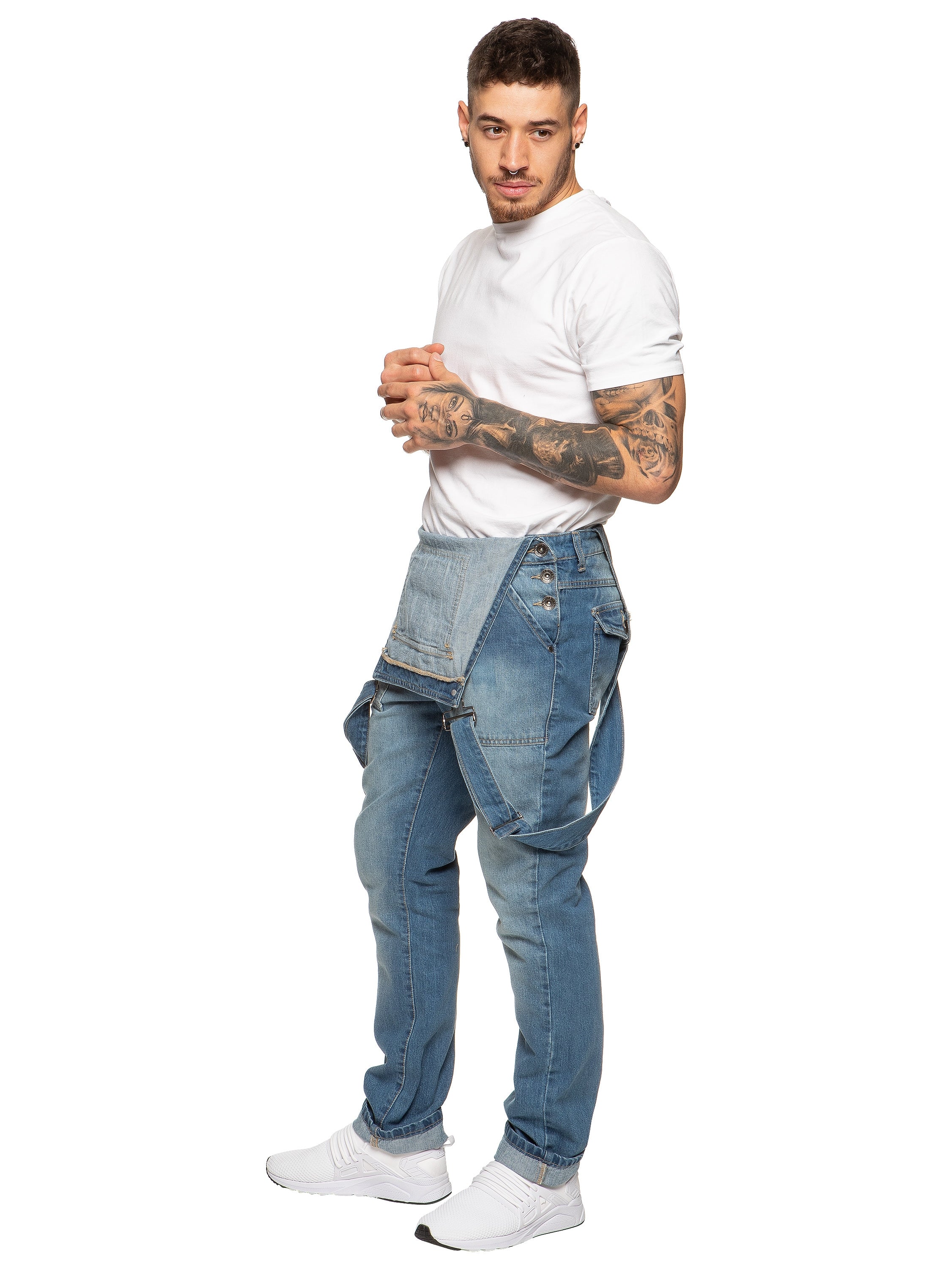 Mens Fashionable Denim Overall Dungarees  | Enzo Designer Menswear - Image 4