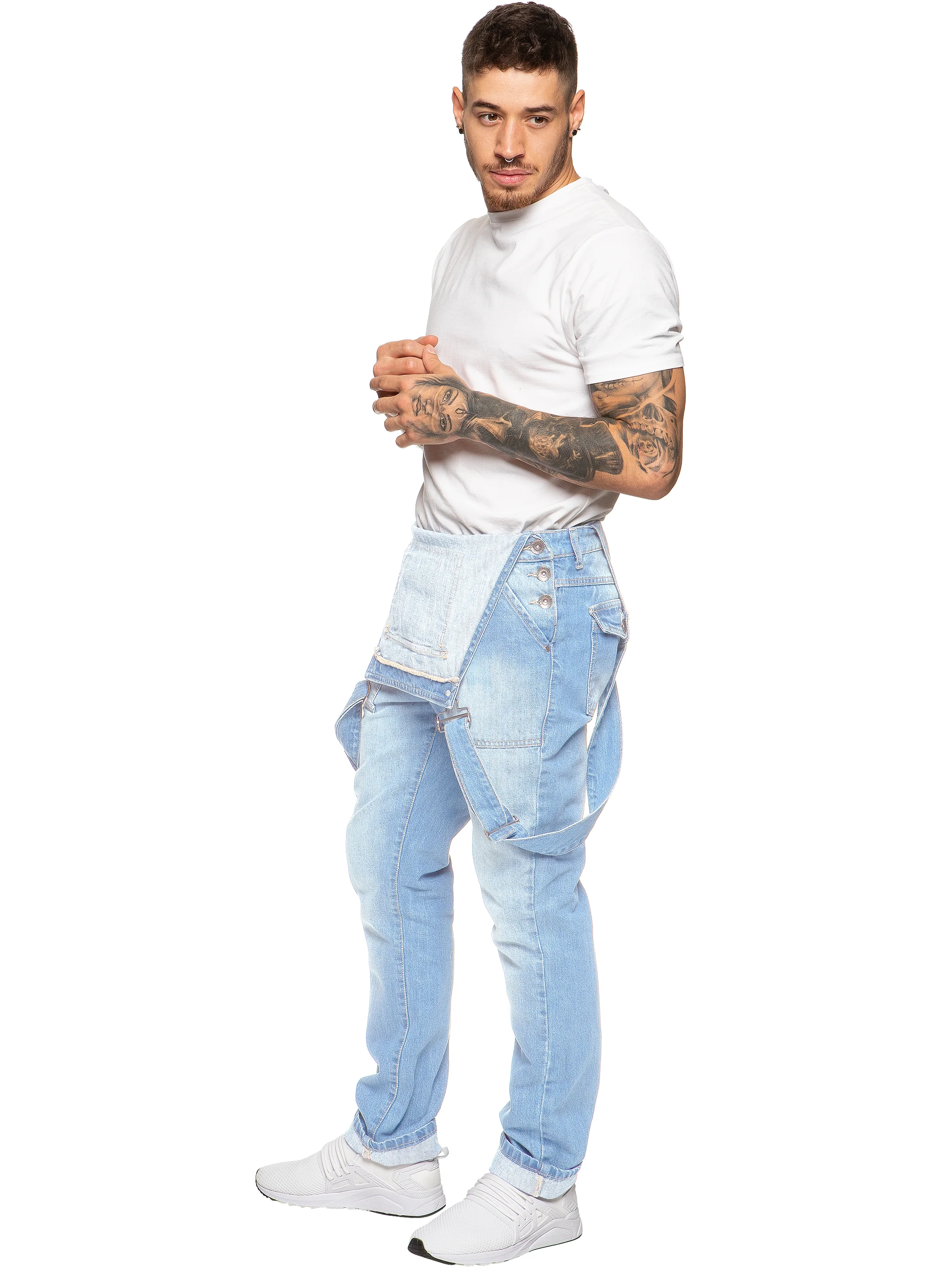 Mens Fashionable Denim Overall Dungarees  | Enzo Designer Menswear - Image 8
