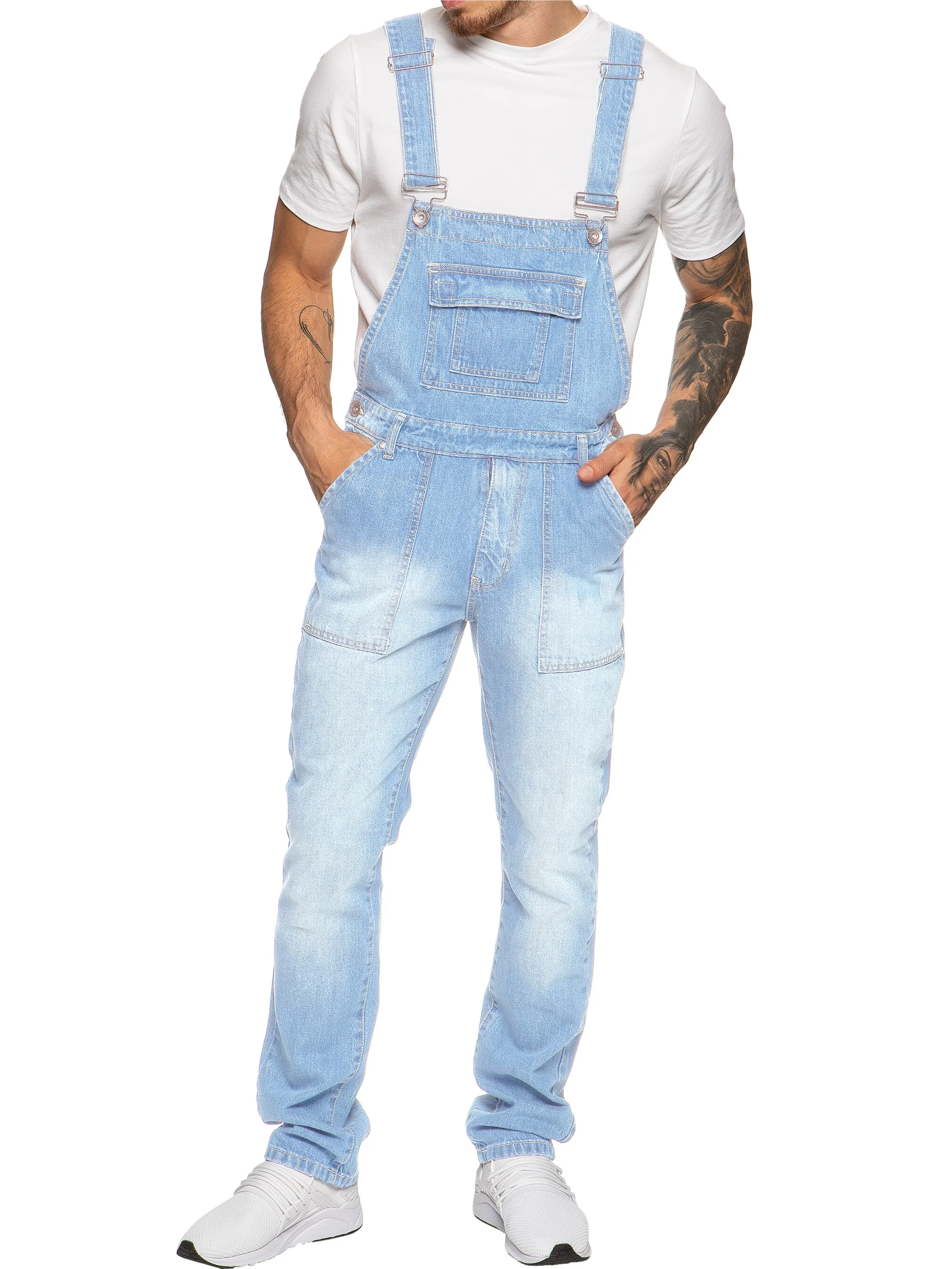 Mens Fashionable Denim Overall Dungarees  | Enzo Designer Menswear - Image 9