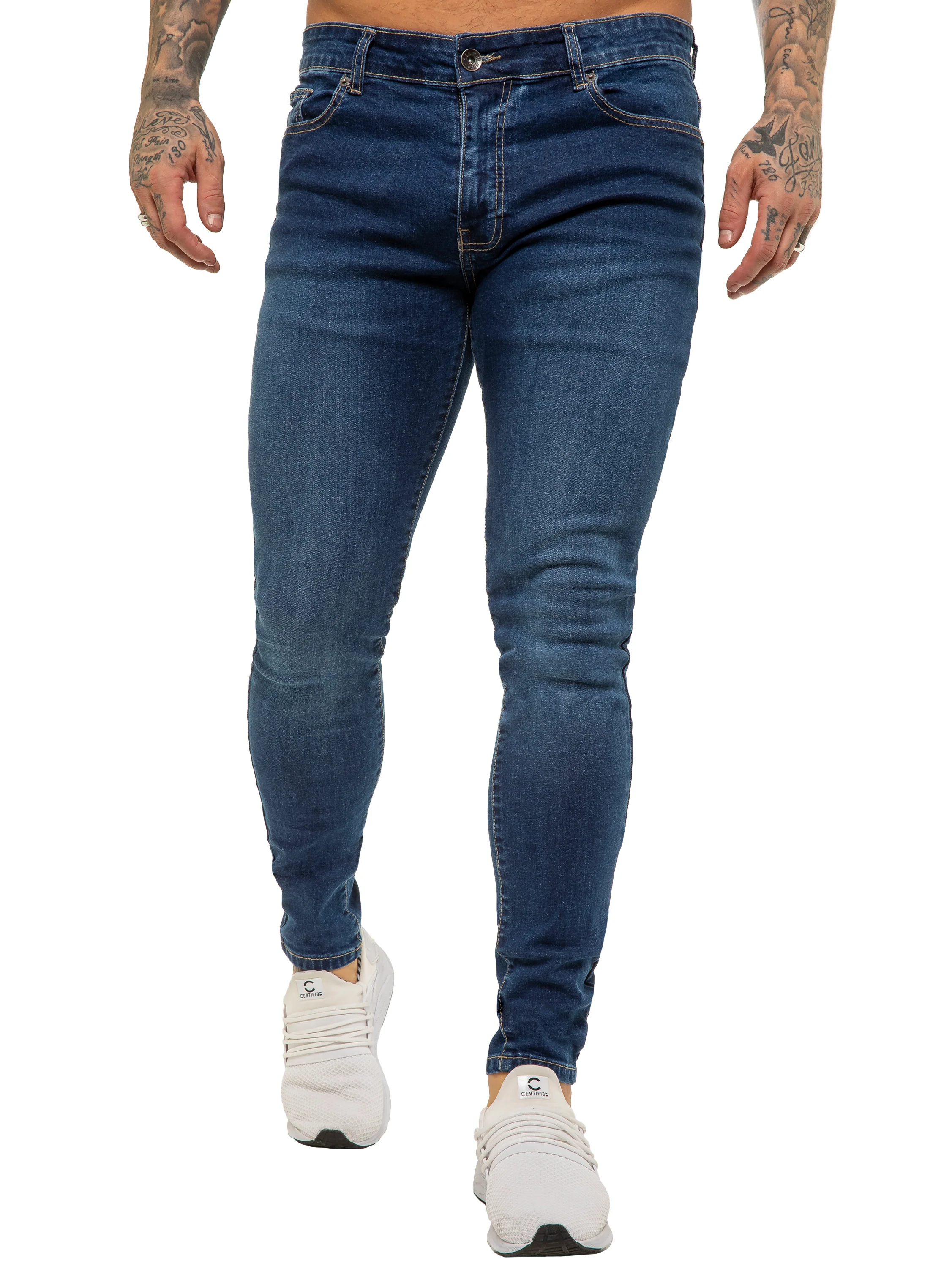 Enzo | Mens Designer Stretch Skinny Fit Jeans - Image 5