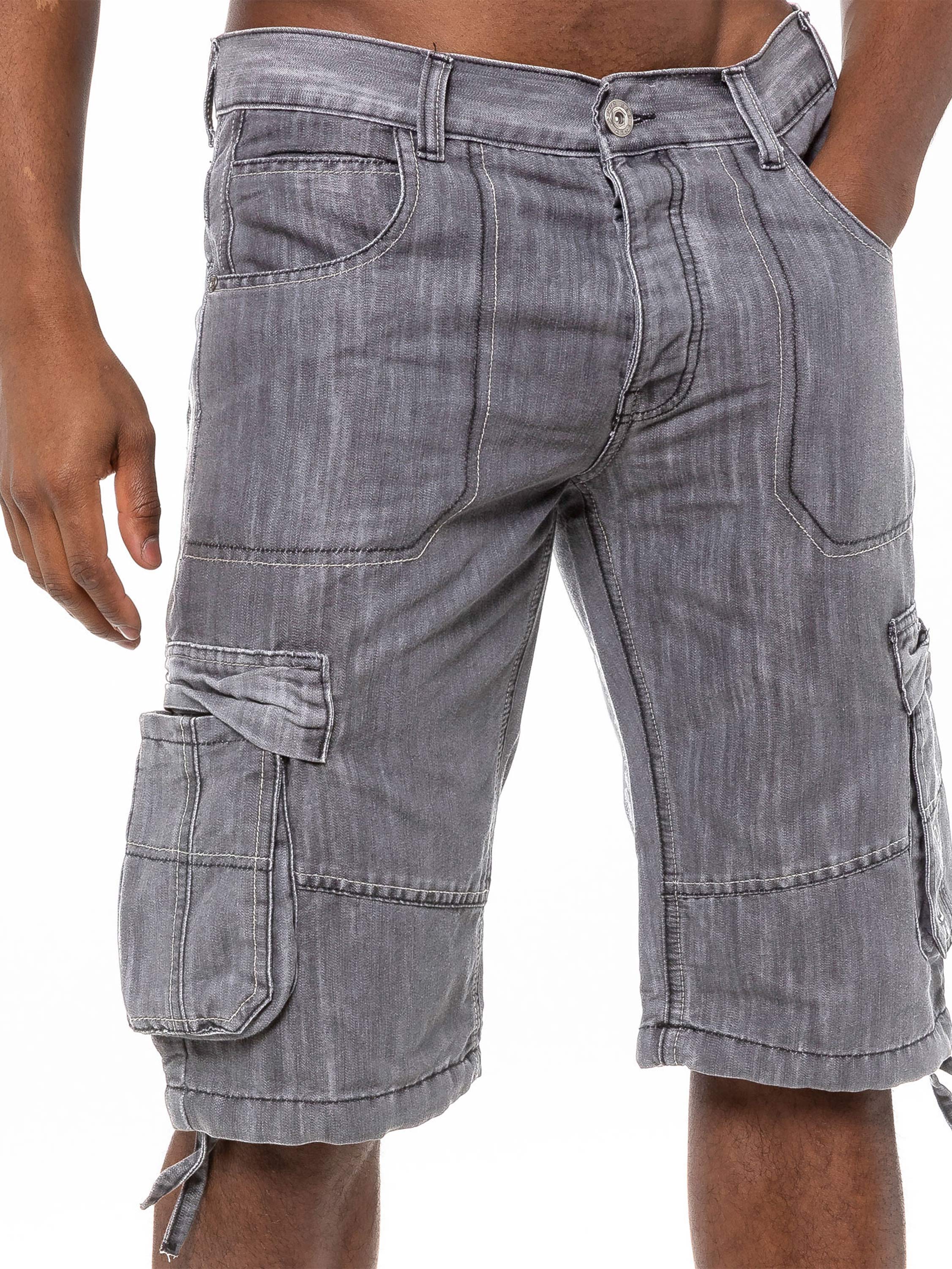 Mens Raw Combat Cargo Denim Shorts | Enzo Designer Menswear - Image 15