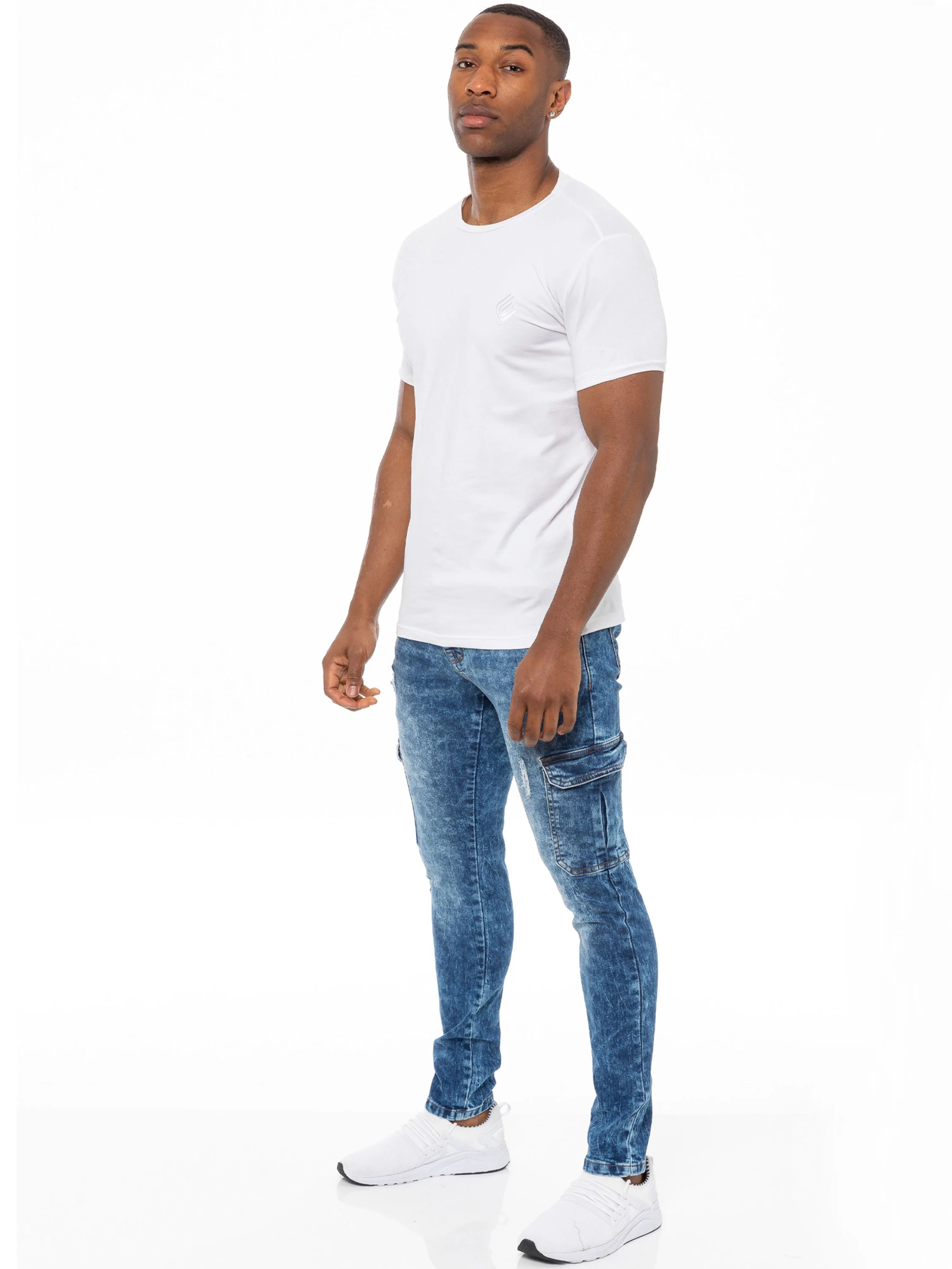 Mens Skinny Stretch Distressed Denim Jeans | Enzo Designer Menswear - Image 7