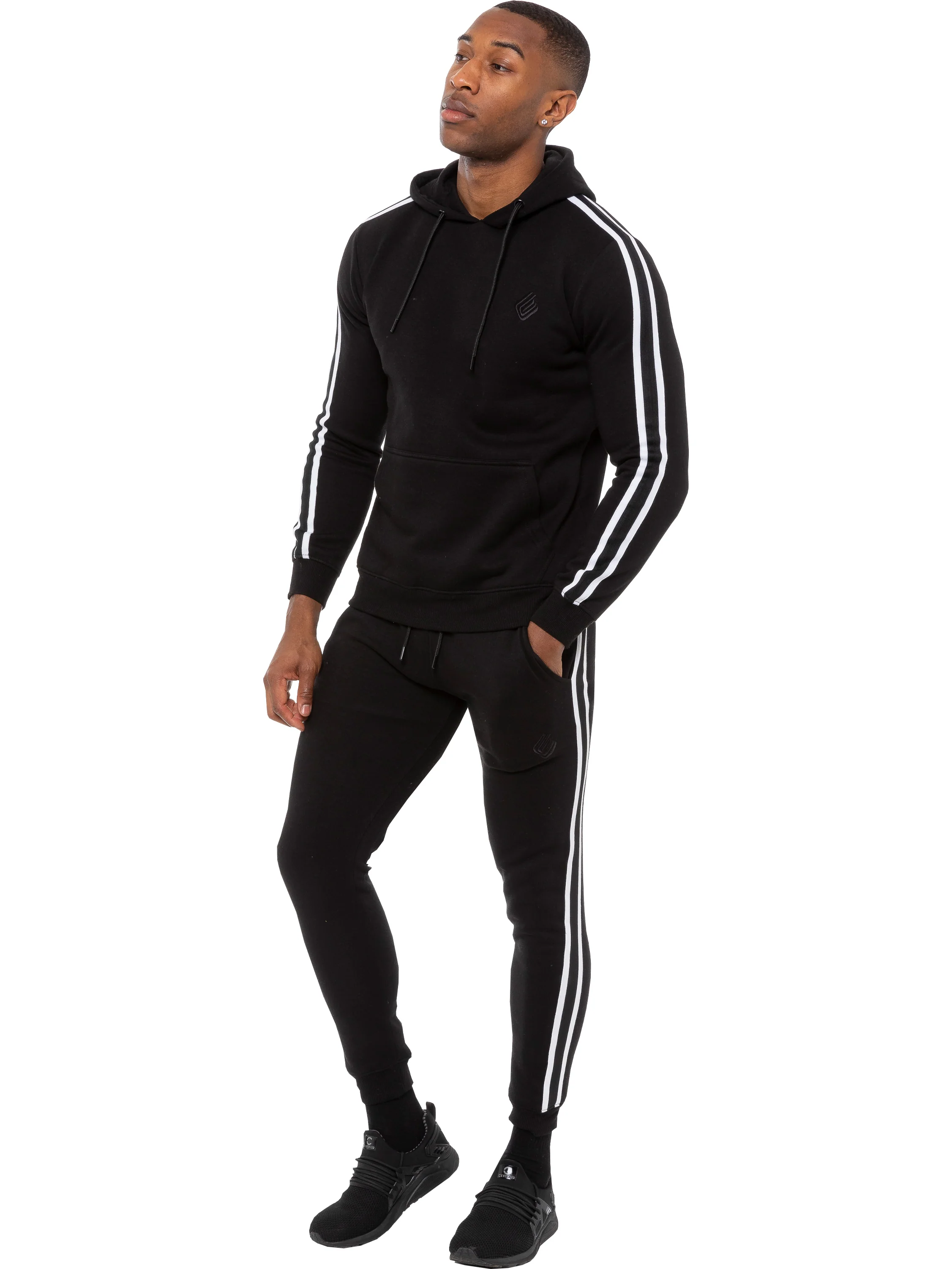 Mens Striped Fleece Pullover Hoody | Enzo Designer Menswear - Image 6
