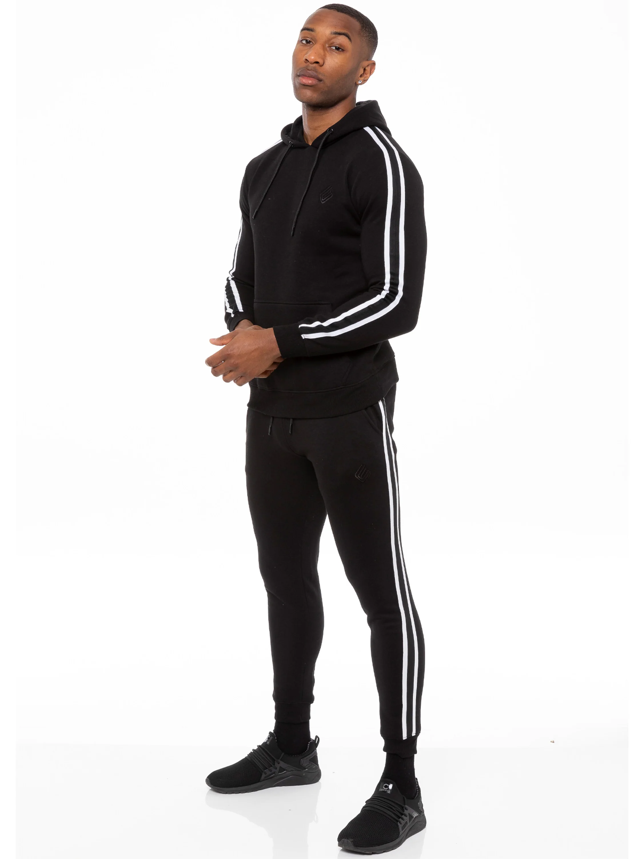 Mens Striped Fleece Pullover Hoody | Enzo Designer Menswear - Image 7