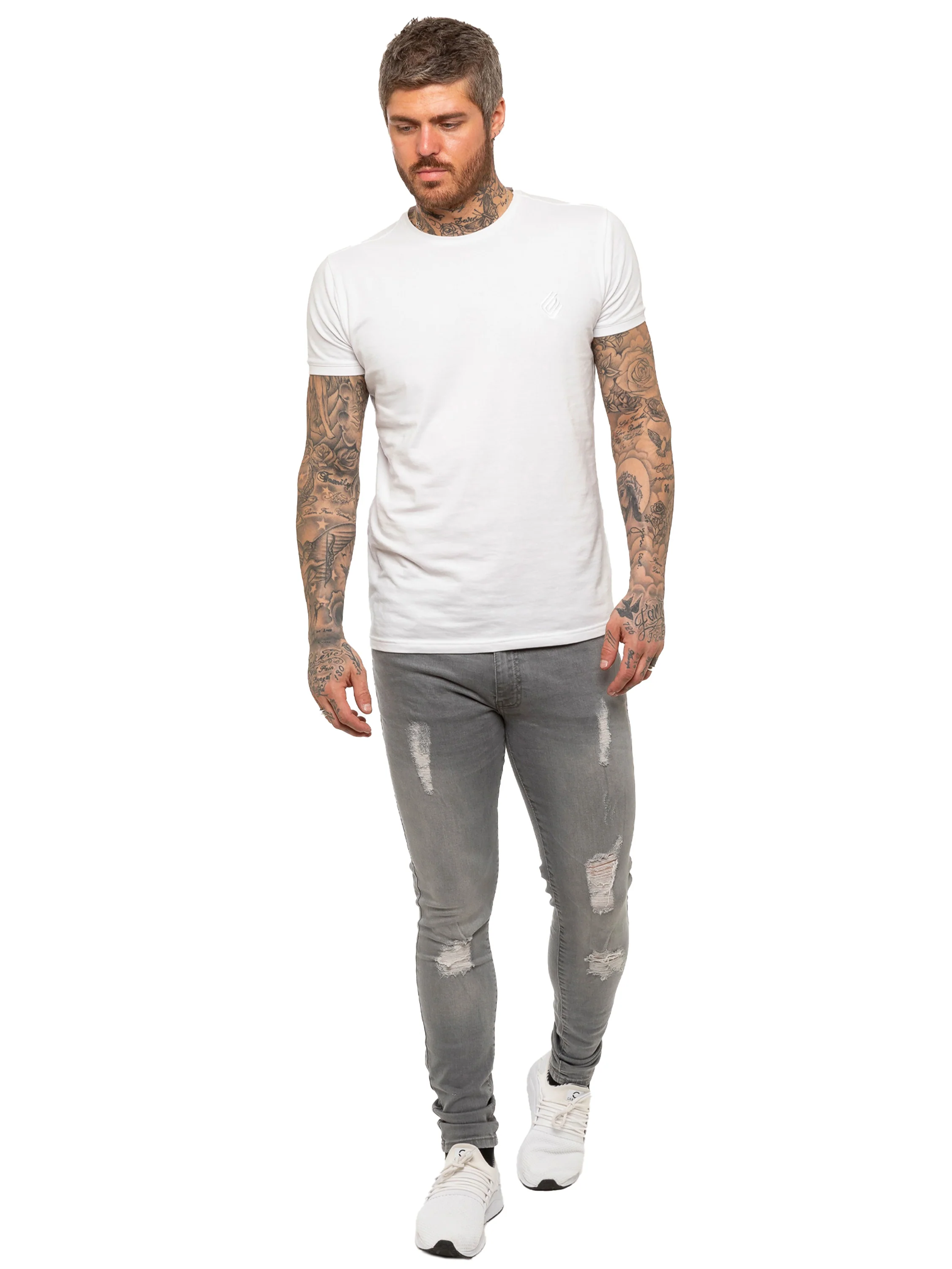 Mens Super Skinny Stretch Ripped Jeans | Enzo Designer Menswear - Image 12