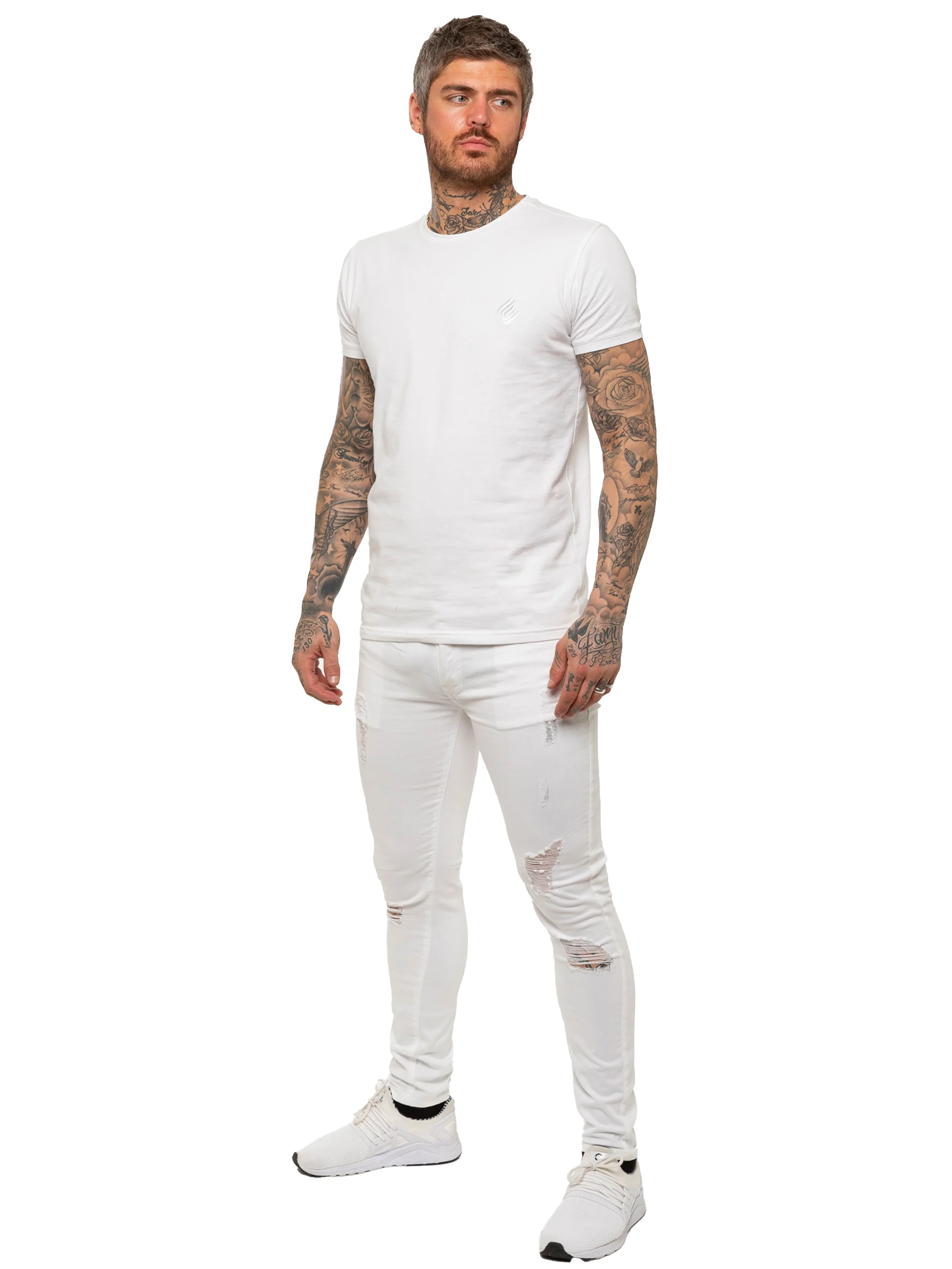 Mens Super Skinny Stretch Ripped Jeans | Enzo Designer Menswear - Image 15