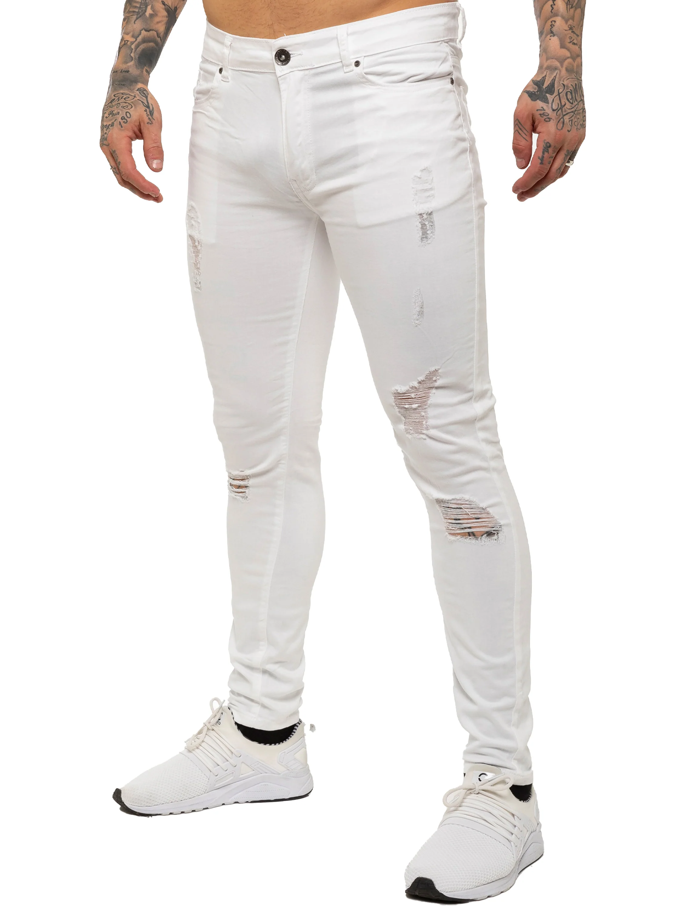 Mens Super Skinny Stretch Ripped Jeans | Enzo Designer Menswear - Image 16