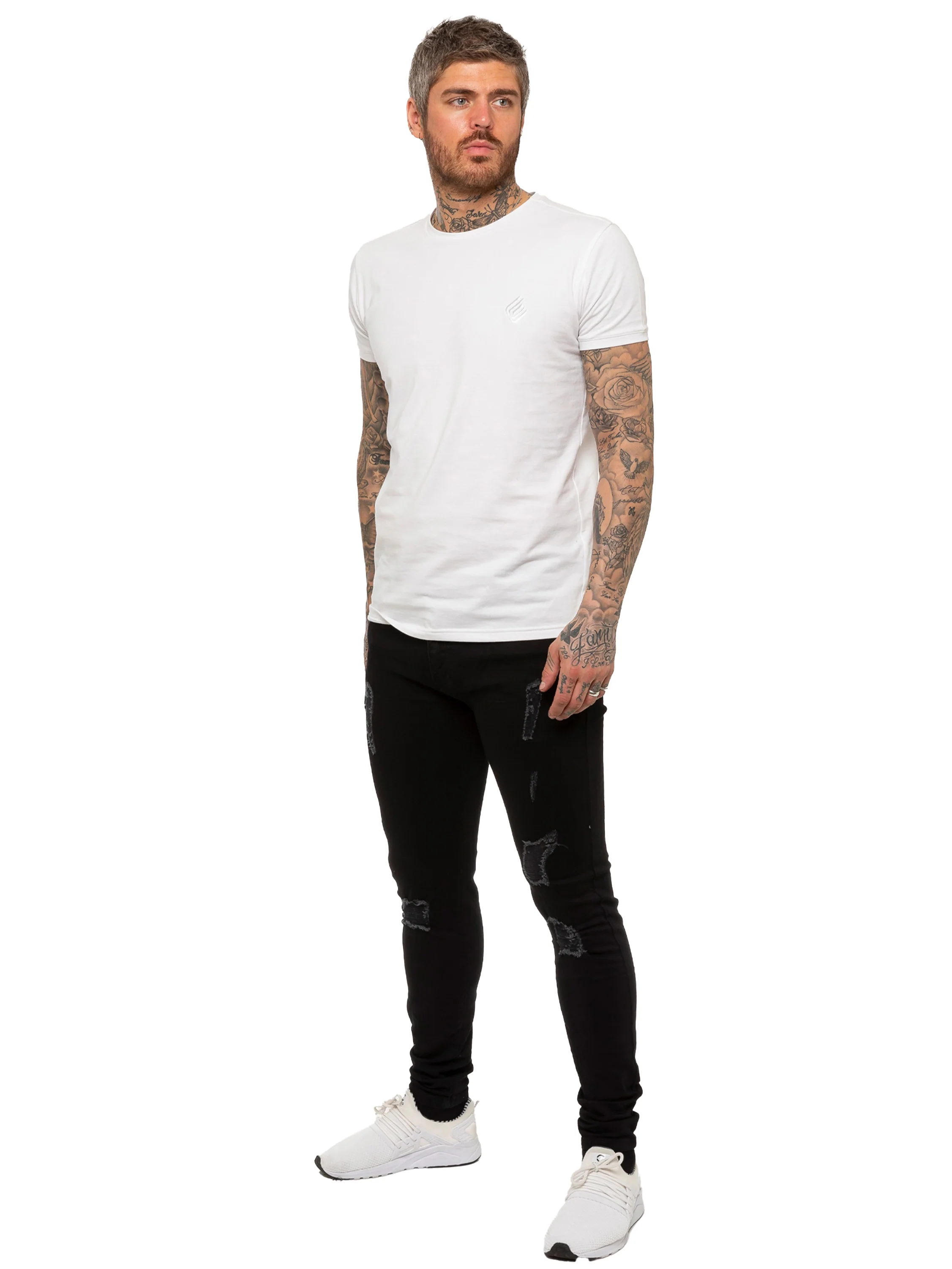 Mens Super Skinny Stretch Ripped Jeans | Enzo Designer Menswear - Image 6