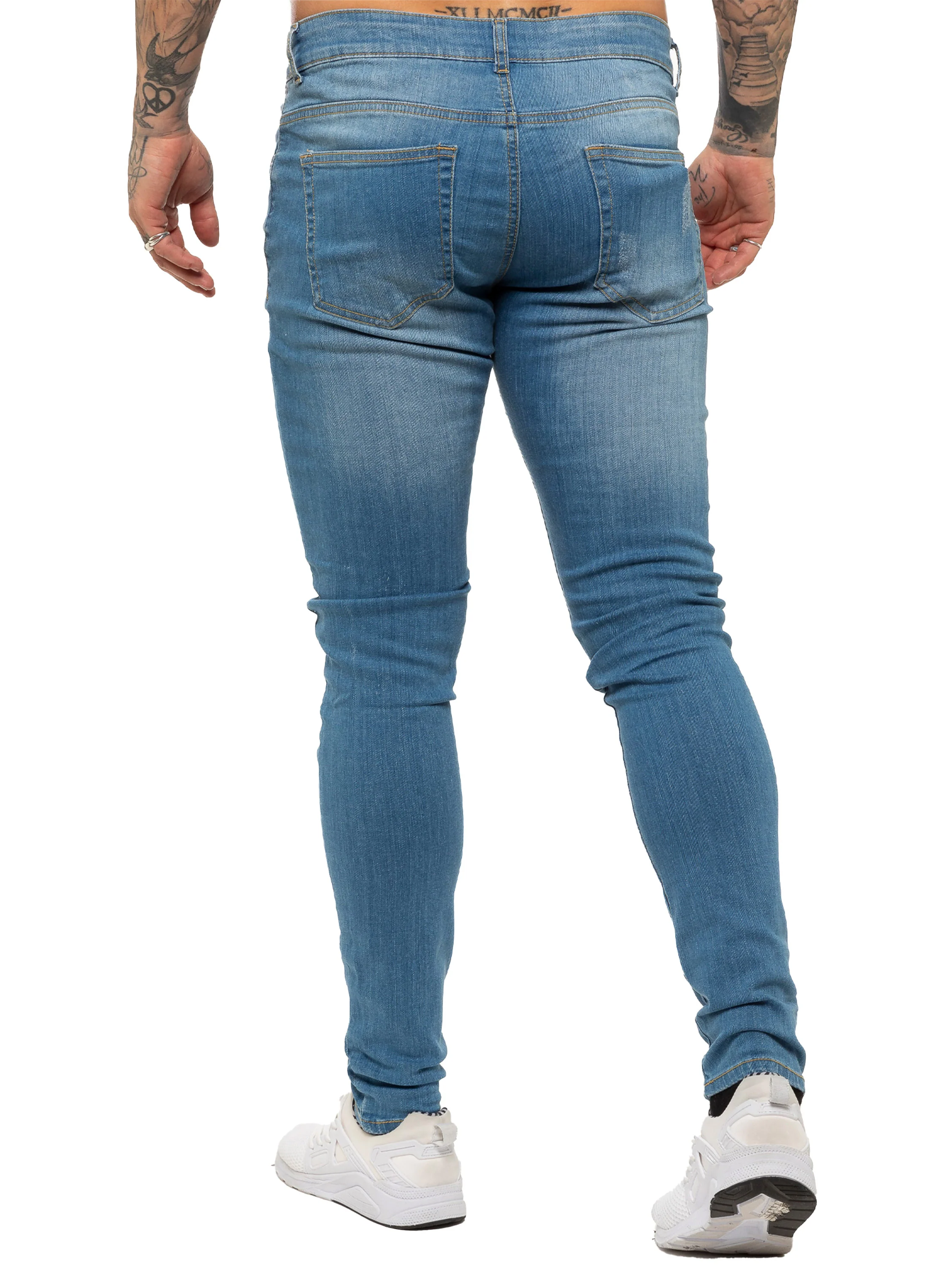 Mens Super Skinny Stretch Ripped Jeans | Enzo Designer Menswear - Image 10