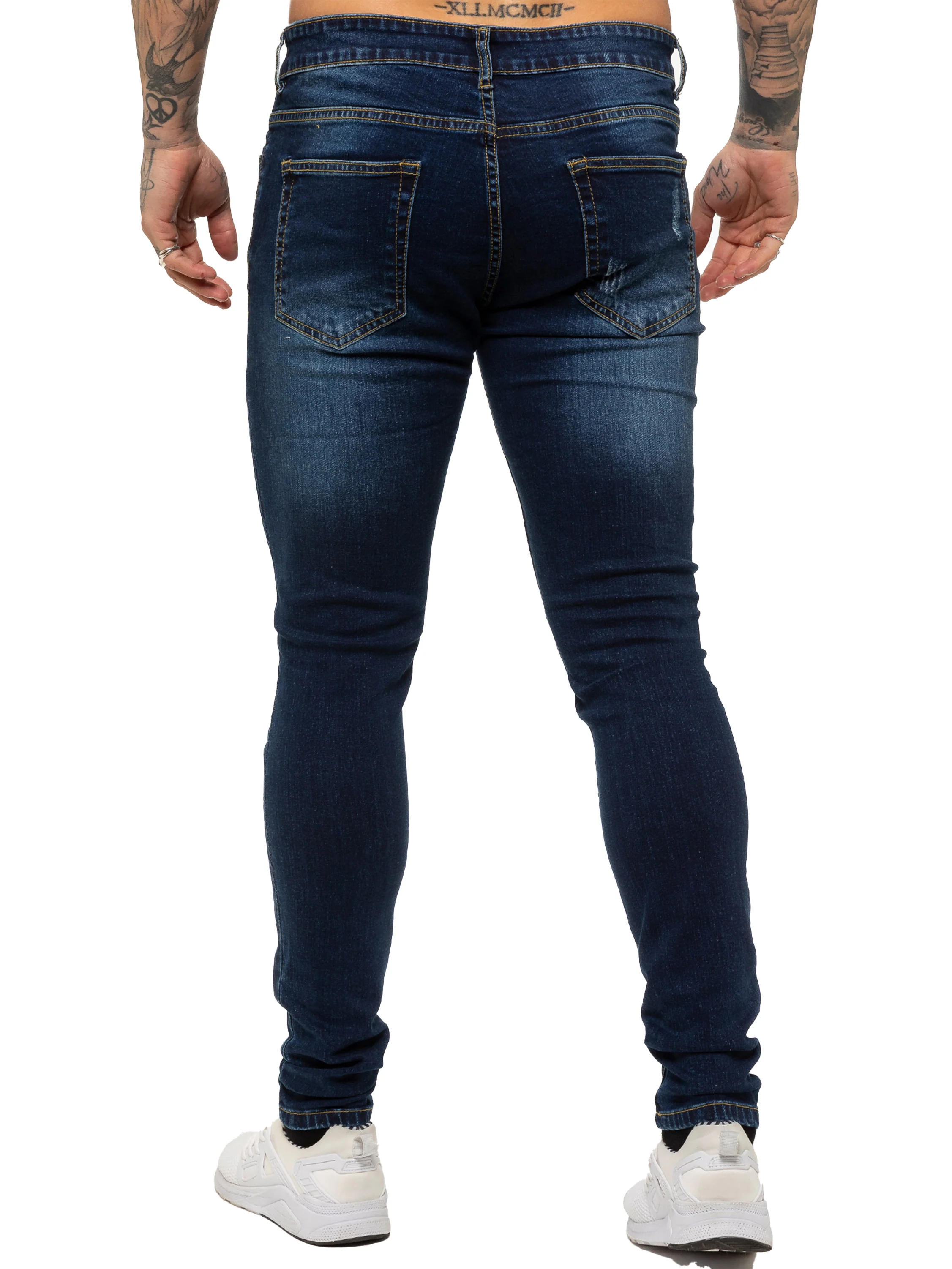 Mens Super Skinny Stretch Ripped Jeans | Enzo Designer Menswear - Image 16