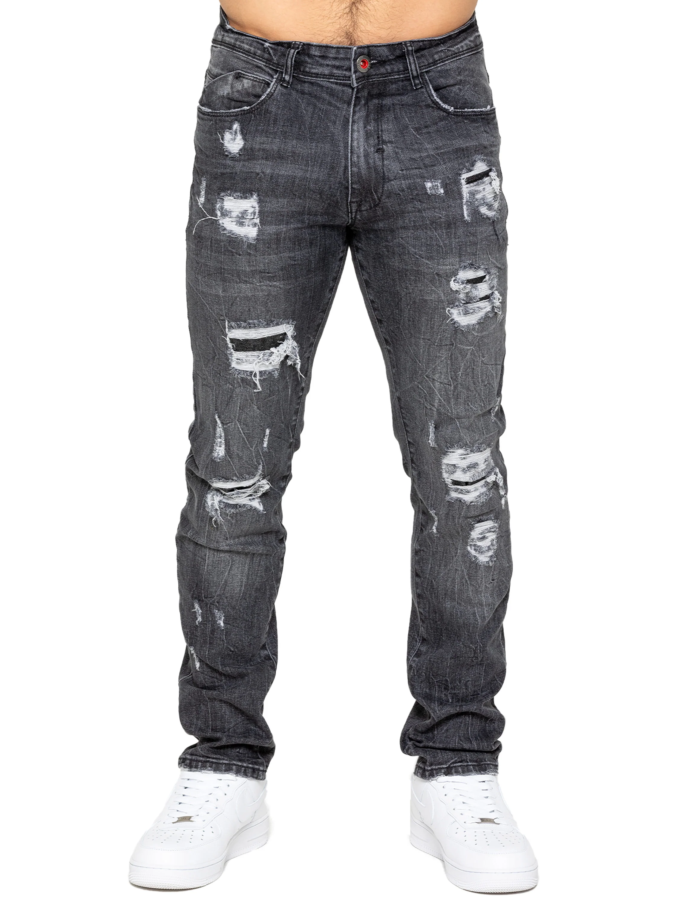 Enzo | Mens Ripped Denim Jeans - Image 2